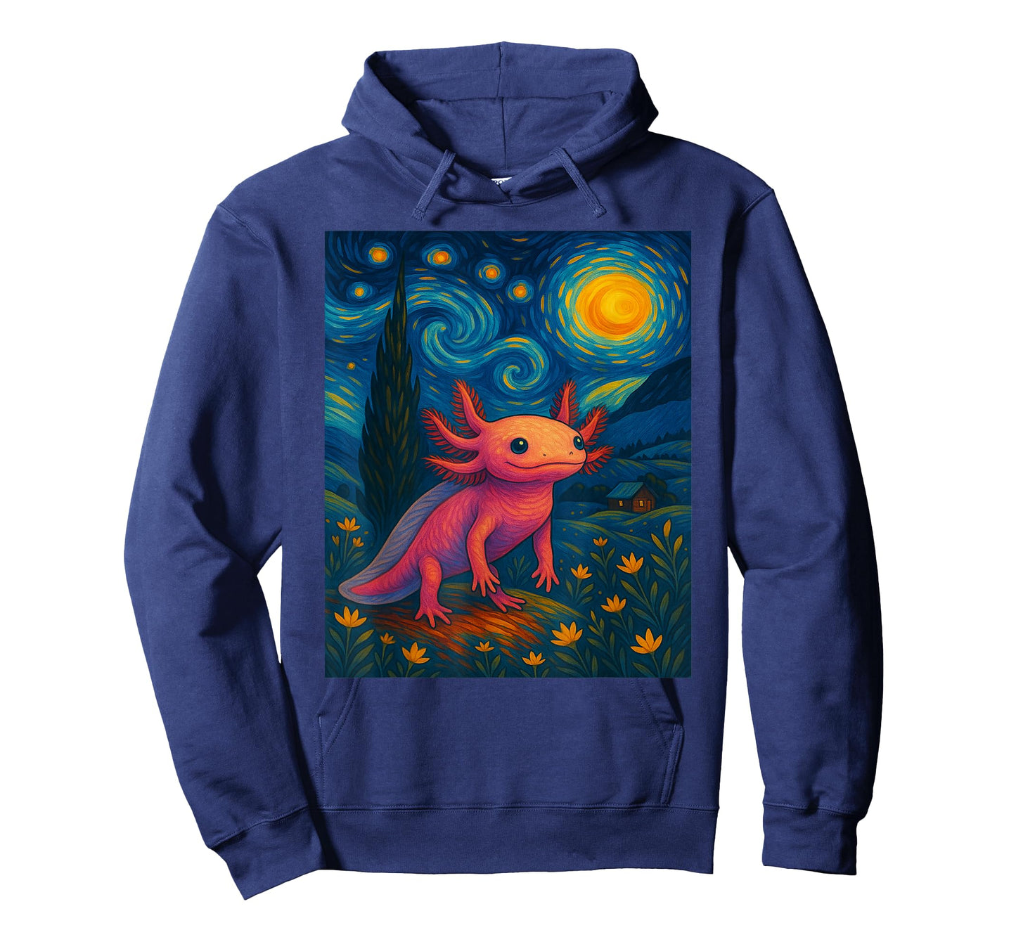 Starry Night Axolotl Van Gogh Style Cute Amphibian Art T-Shirt