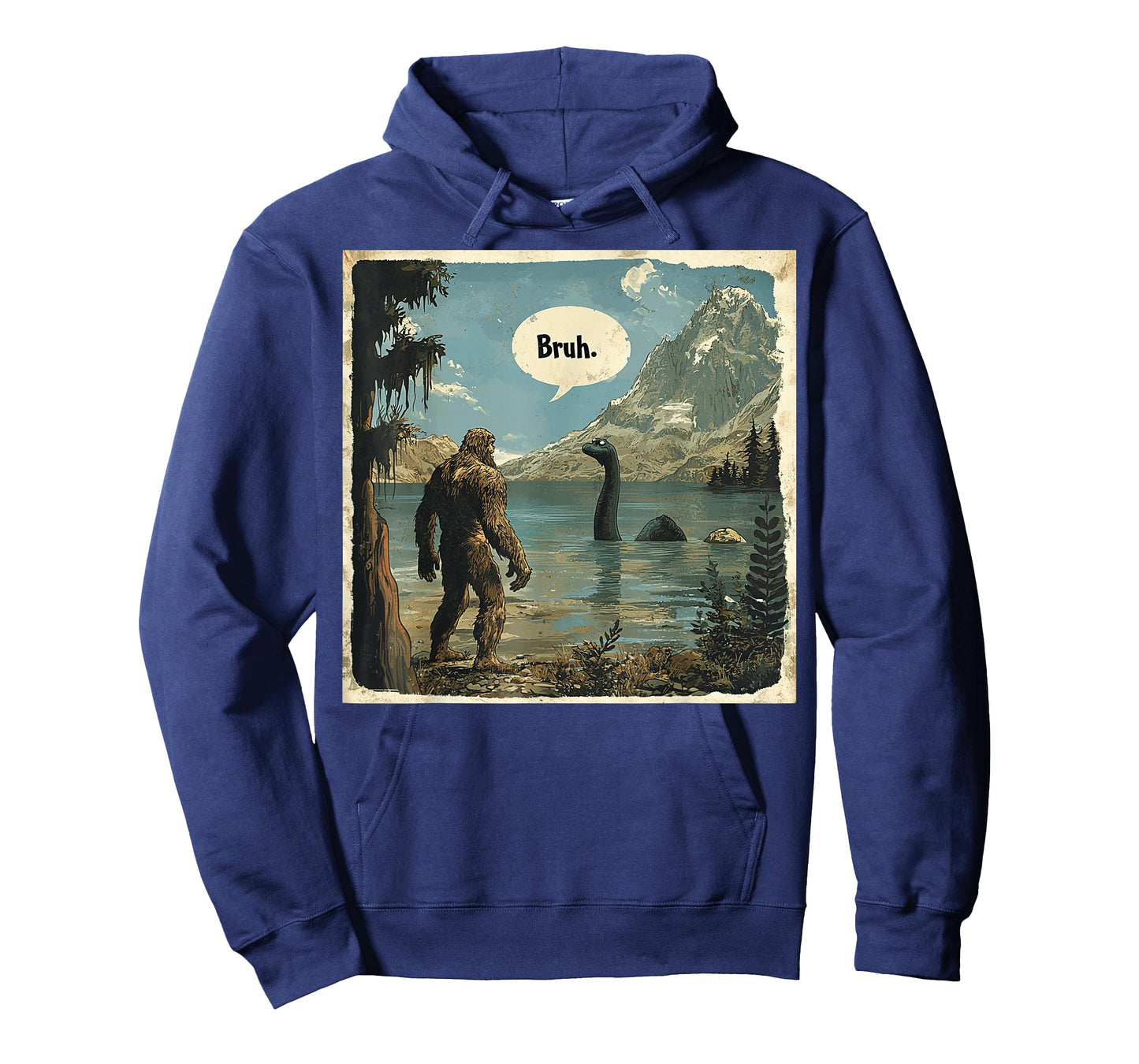 Funny Bigfoot Sasquatch Loch Ness Monster Introvert Bruh T-Shirt