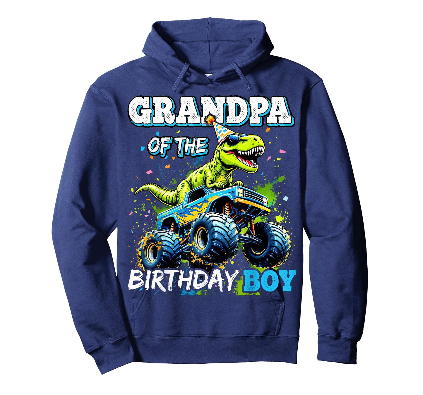 Grandpa of the Birthday Boy Monster Truck Dinosaur Party T-Shirt