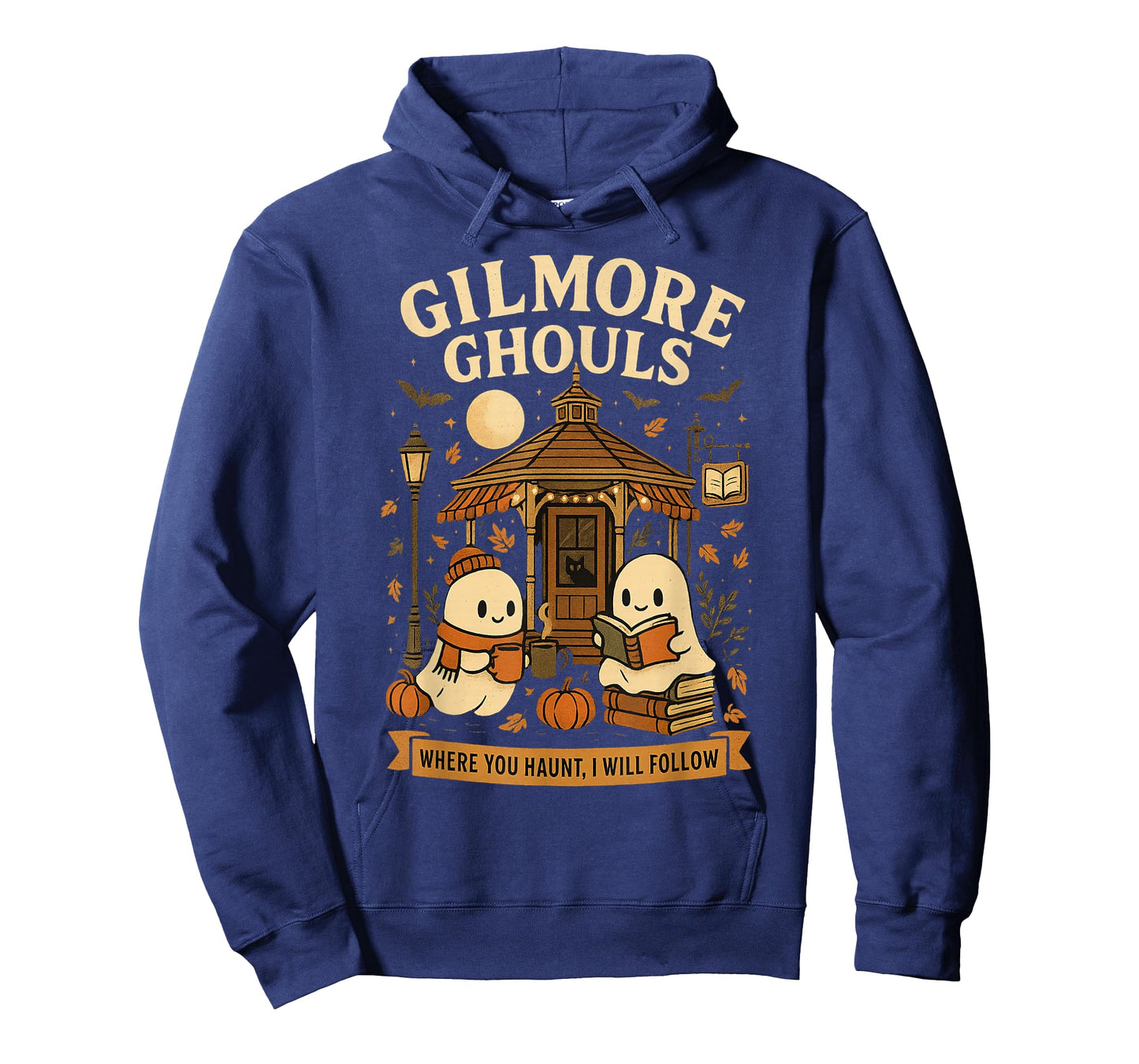 Cozy Ghouls Bookish Halloween Gazebo Scene T-Shirt