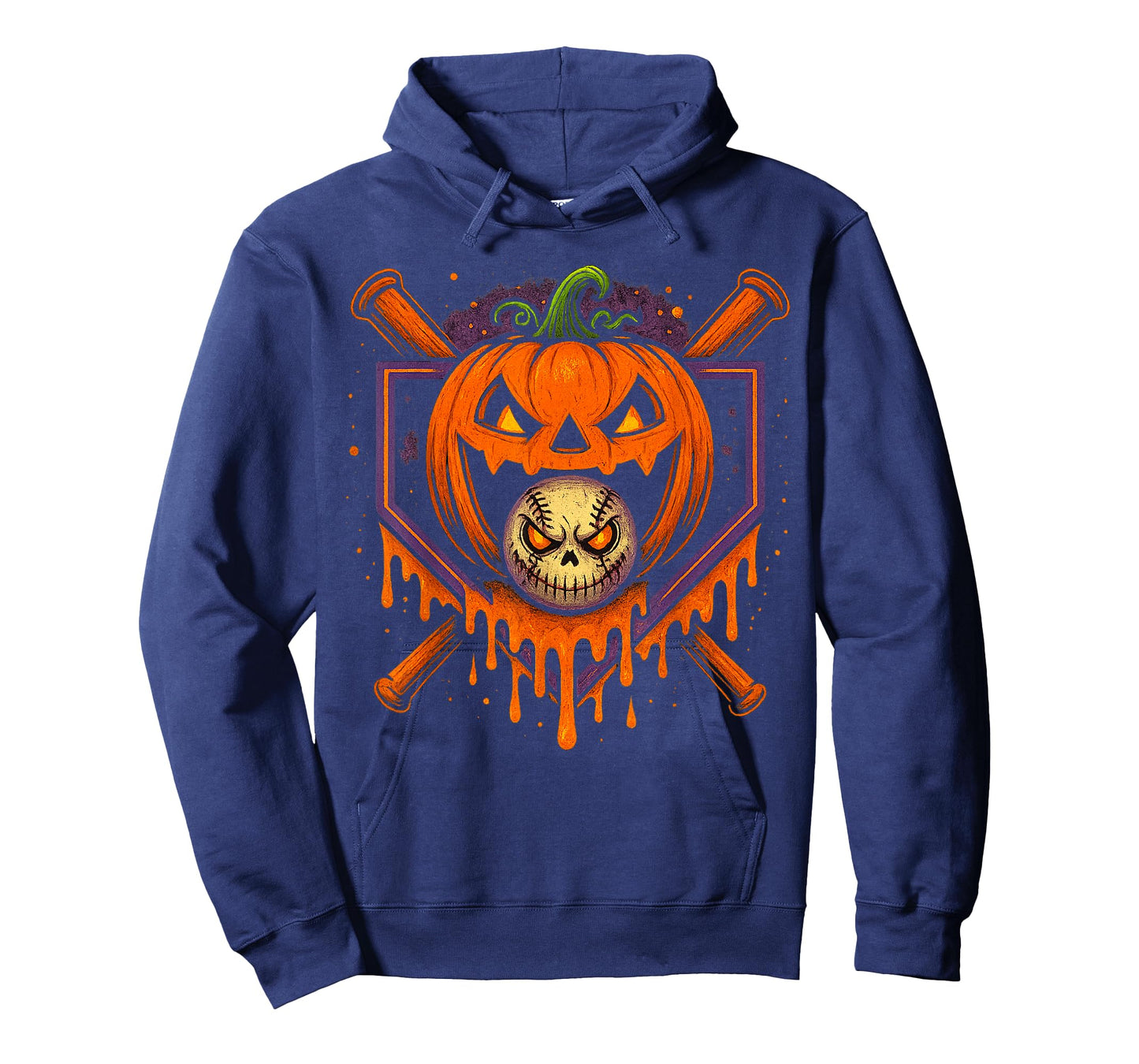 Pumpkin Halloween Baseball Ice Cream Drip Spooky Boys Youth T-Shirt