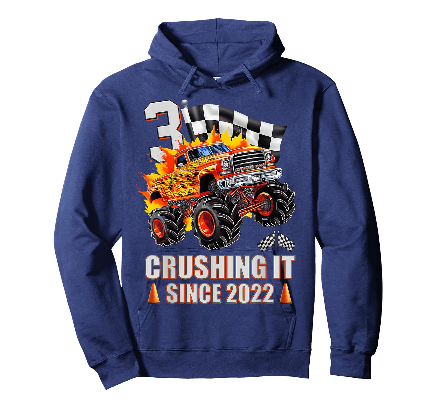 3 Crushing It Since 2022 3rd Birthday Monster Truck Kids T-Shirt