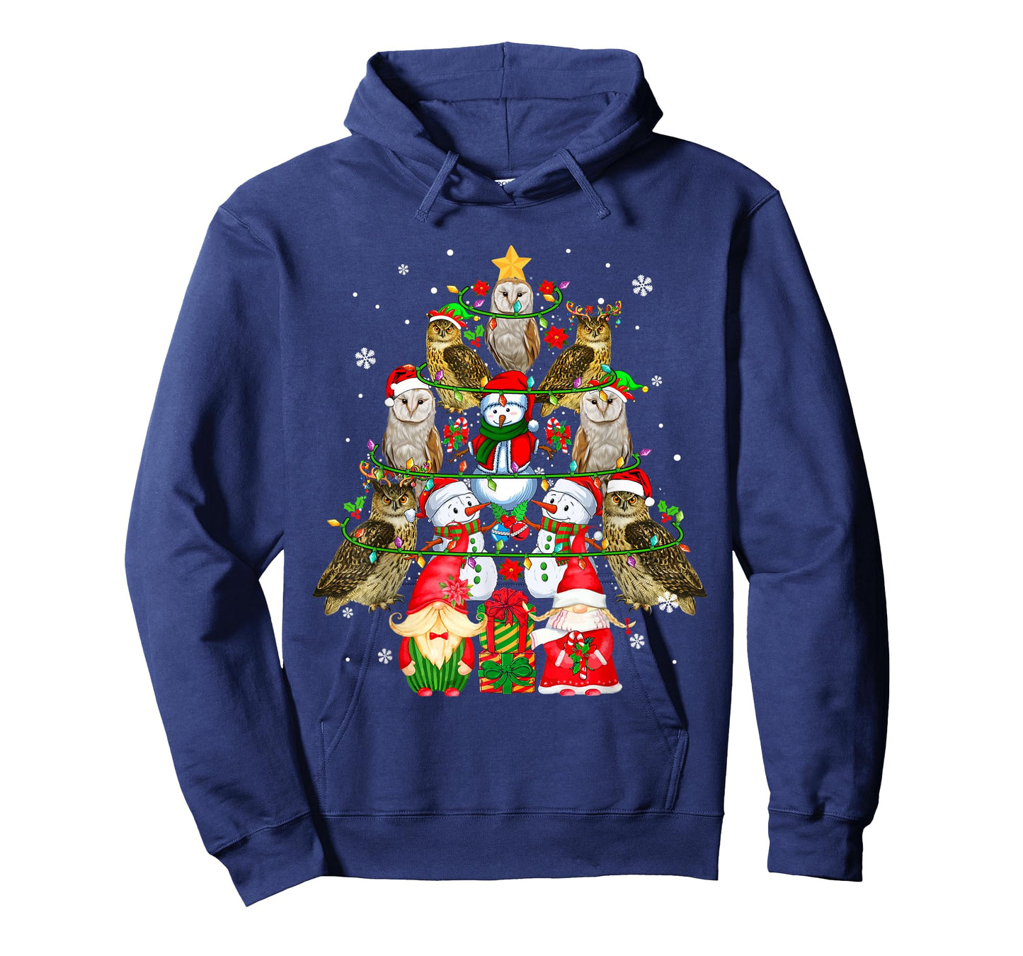 Group Santa Owls With Snowmen Gnomes As Xmas Tree Lover T-Shirt