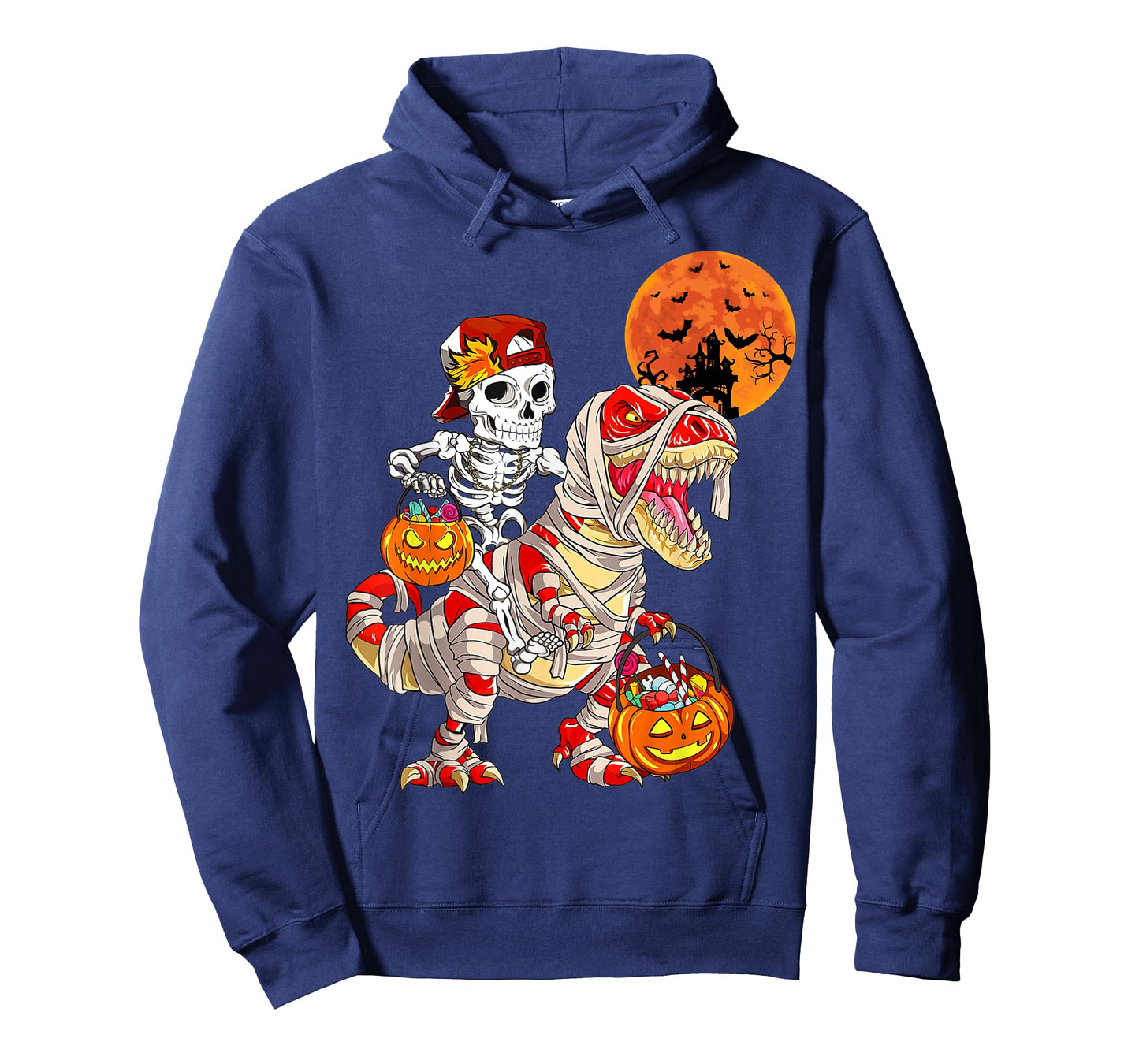 Cool Skeleton Cap Dino Mummy Toddler Boy Halloween Boys Kids T-Shirt