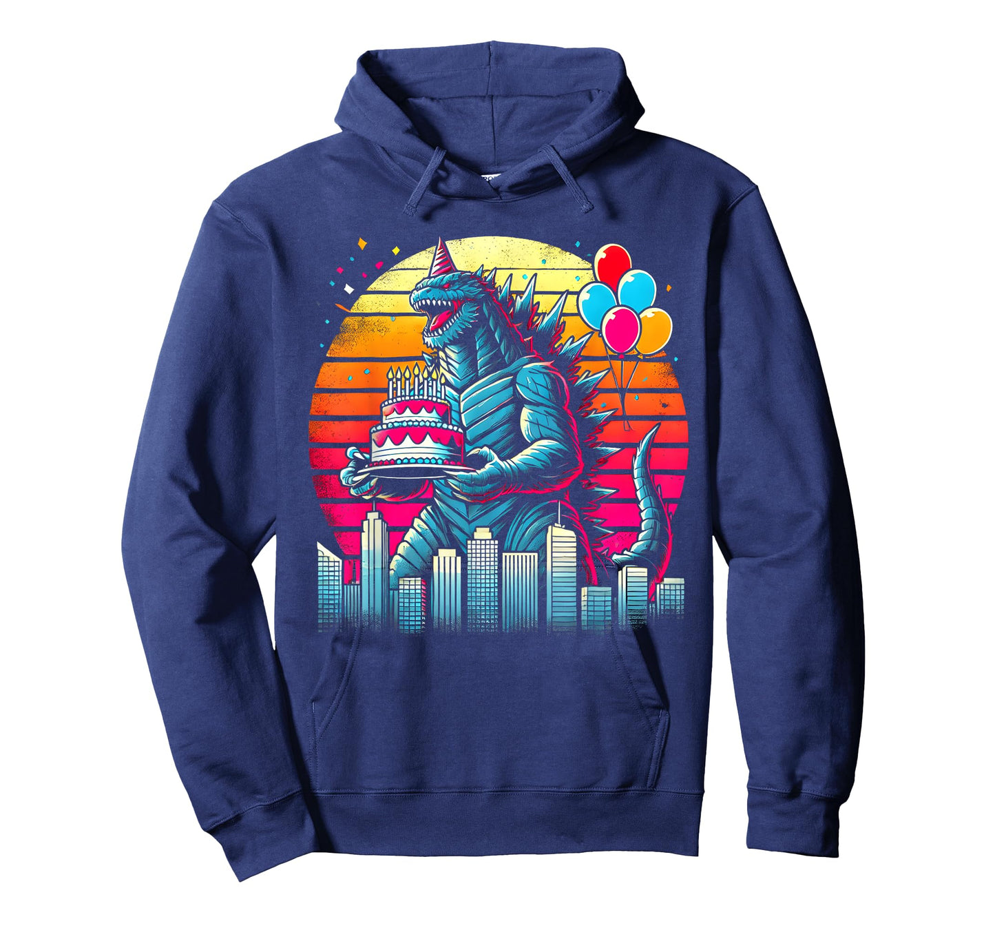 Kaiju Balloon And Cake Funny Japanese Monster Lover Birthday T-Shirt