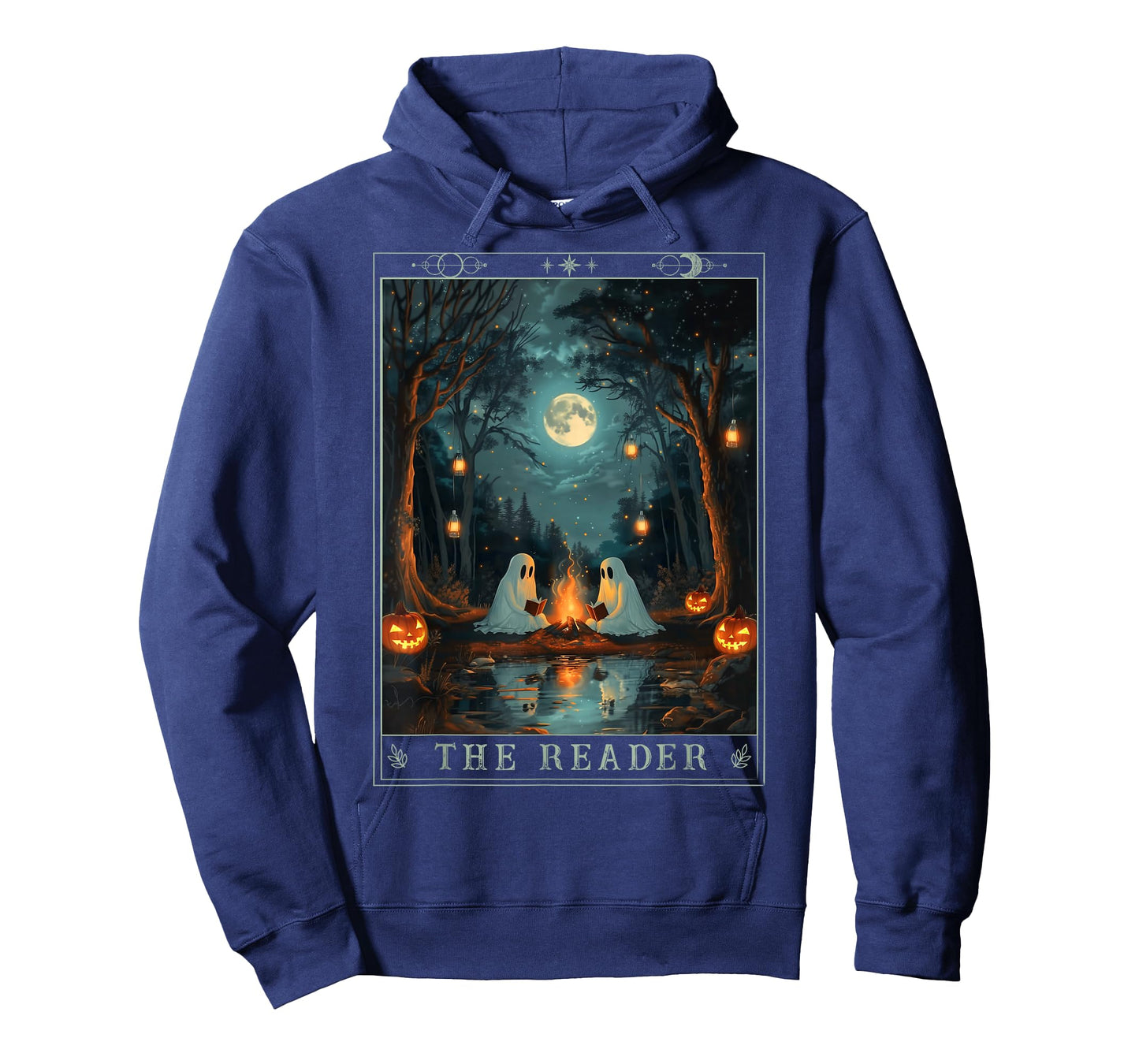 The Reader Bookish Cute Spooky Ghost Reading Book Tarot Card T-Shirt