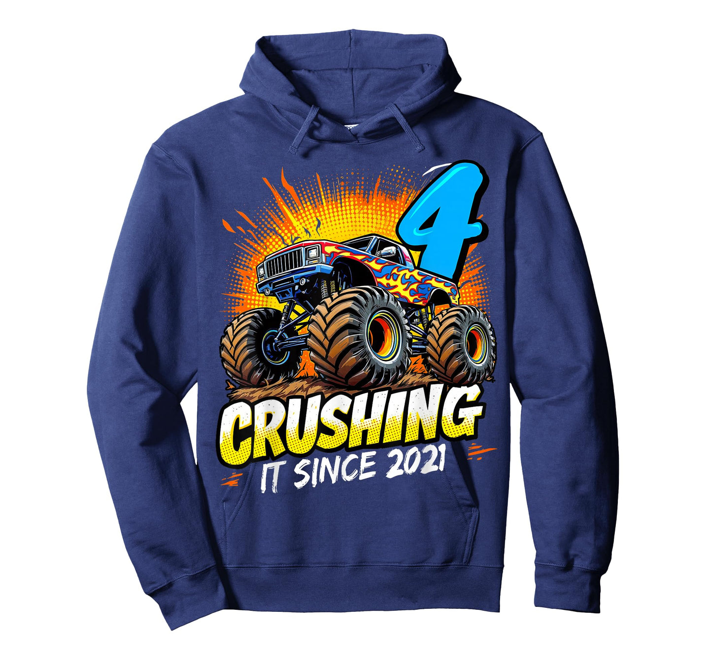 Birthday Monster Truck 4 year Old Boys 4th Party Born 2021 T-Shirt