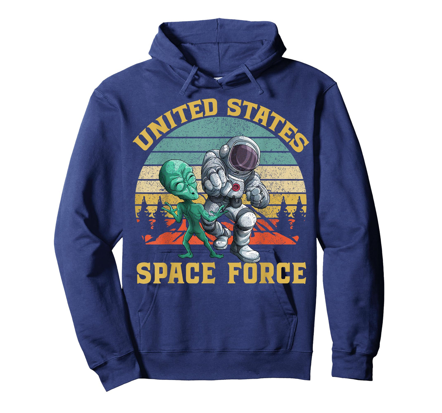 Retro US Space Force Graphic Vintage Sunset Alien Punch Gift T-Shirt