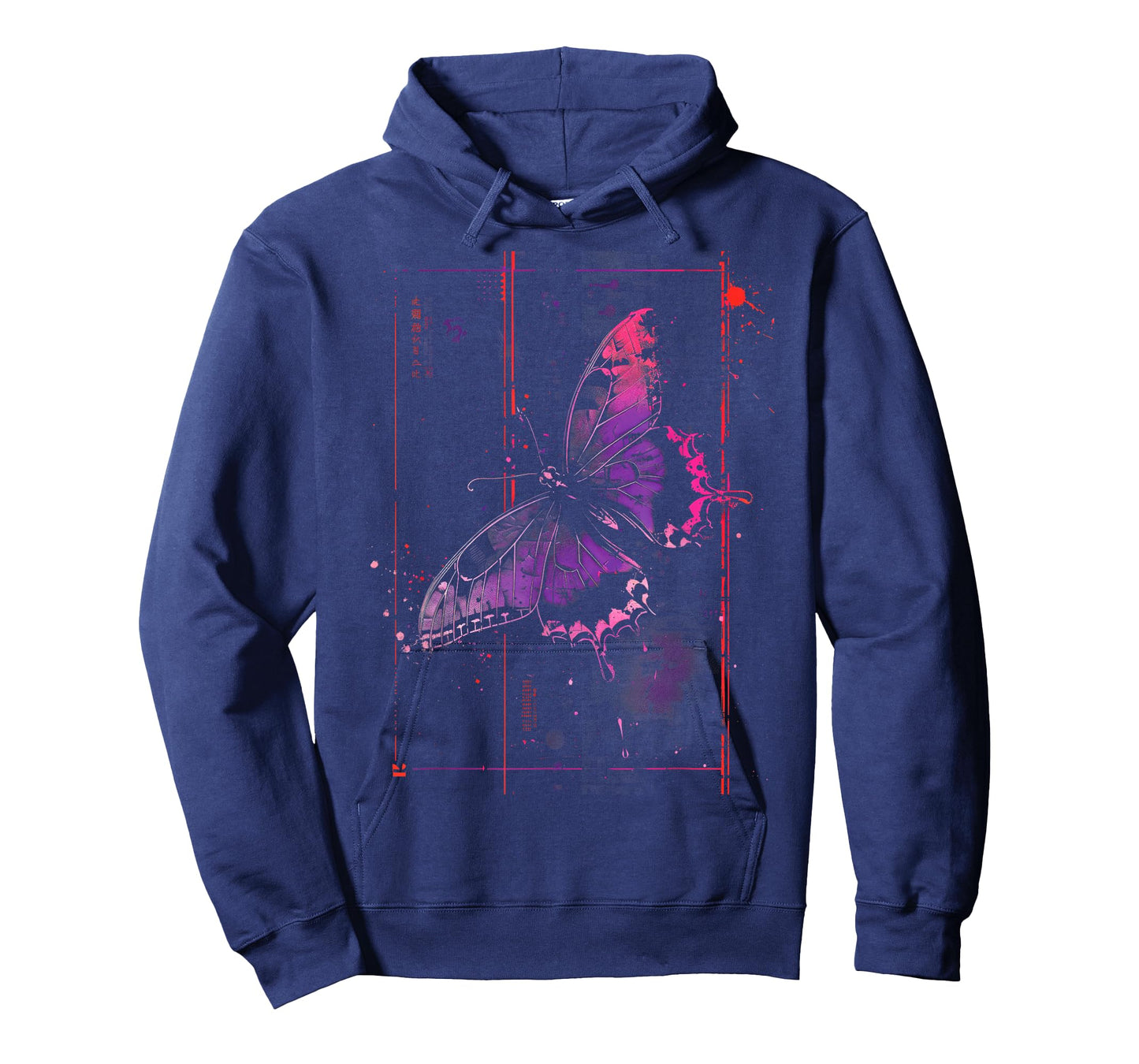 Anime Japanese Goth Cyberpunk City Butterfly Art Colorful T-Shirt