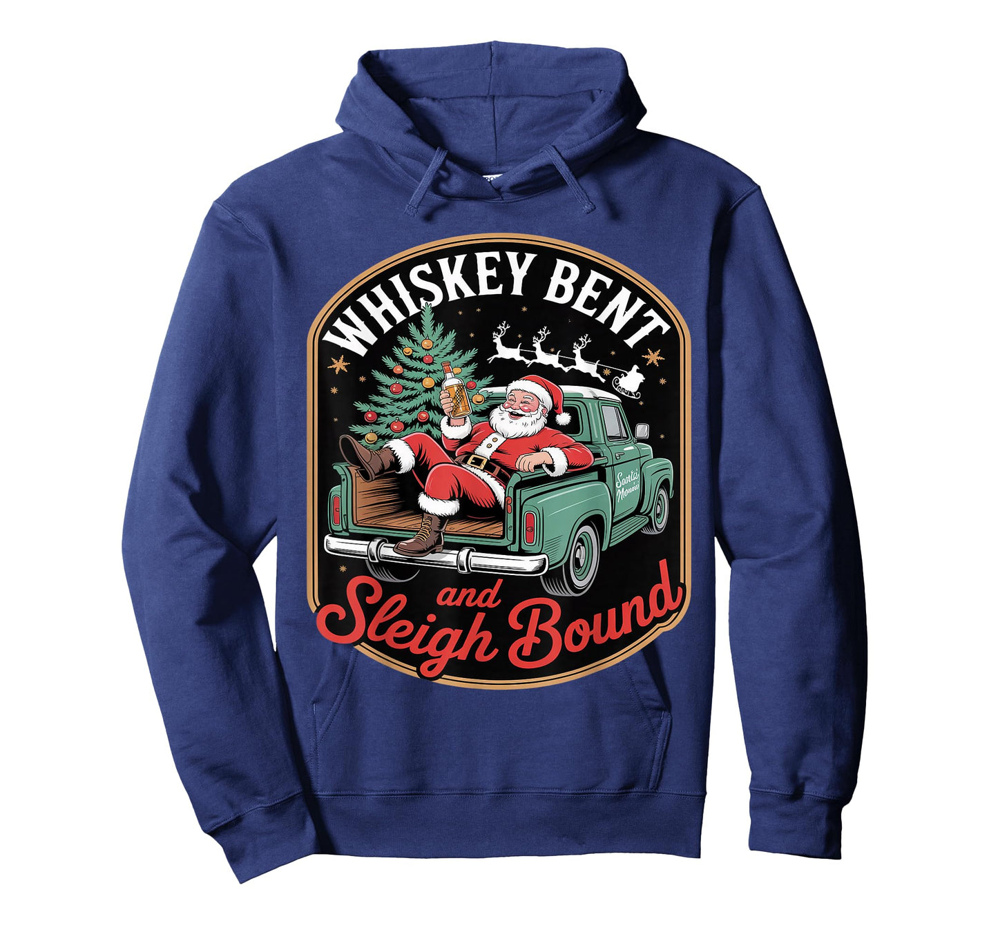 Whiskey Bent and Sleigh Bound Santa Truck T-Shirt