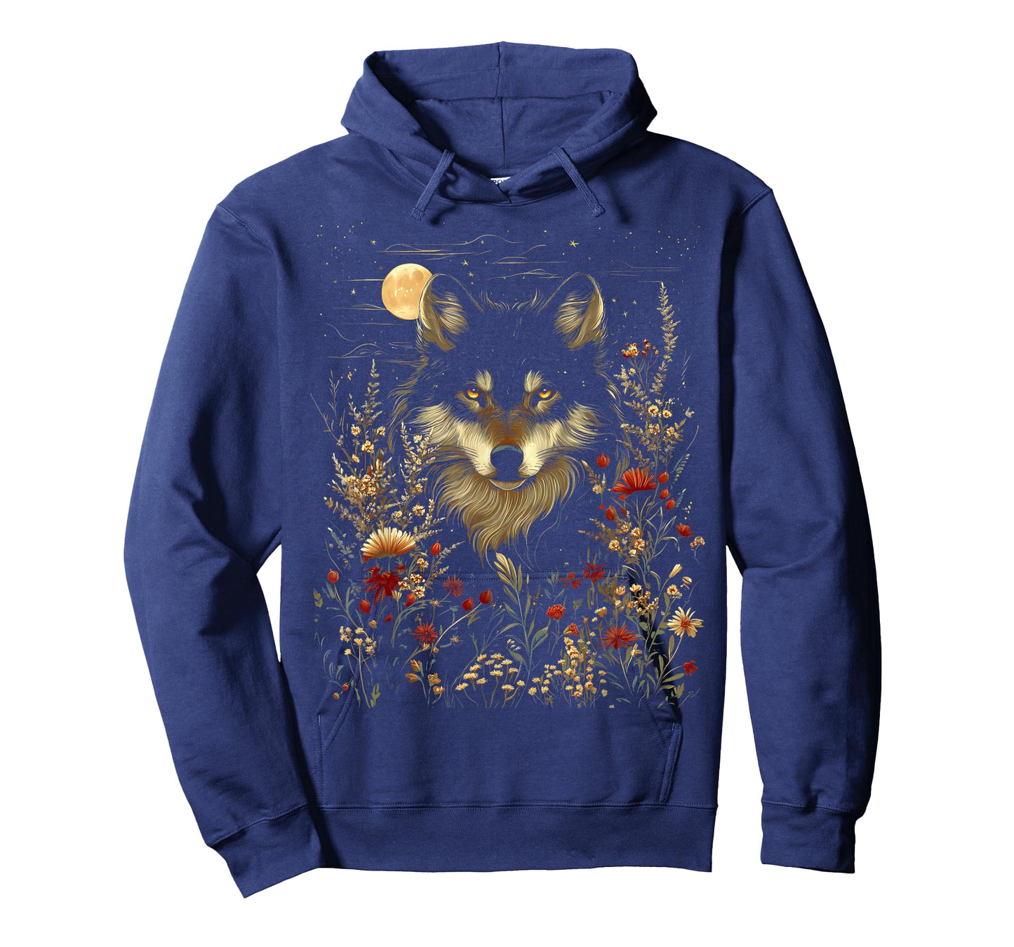 Black Wolf Full Moon Boho Floral Mystical Graphic Women T-Shirt