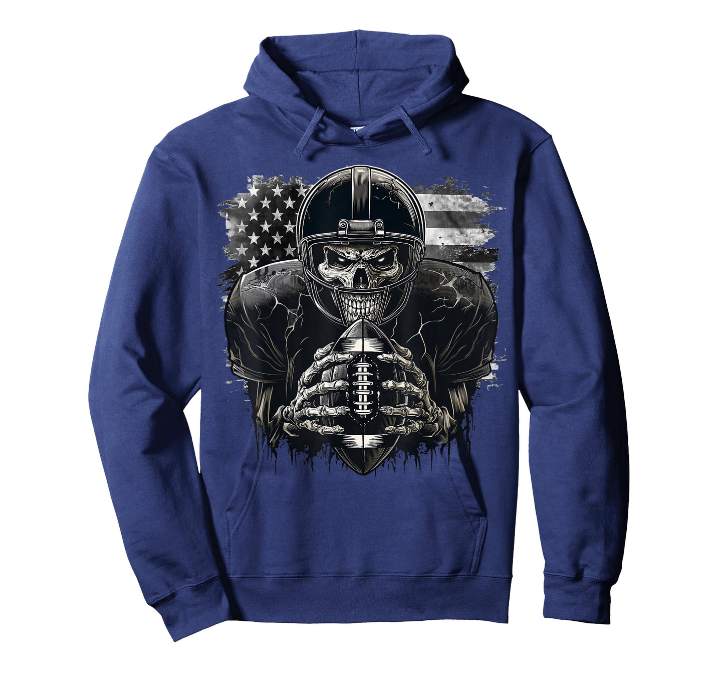 Scary Game Day Skeleton American Football Halloween USA Flag T-Shirt