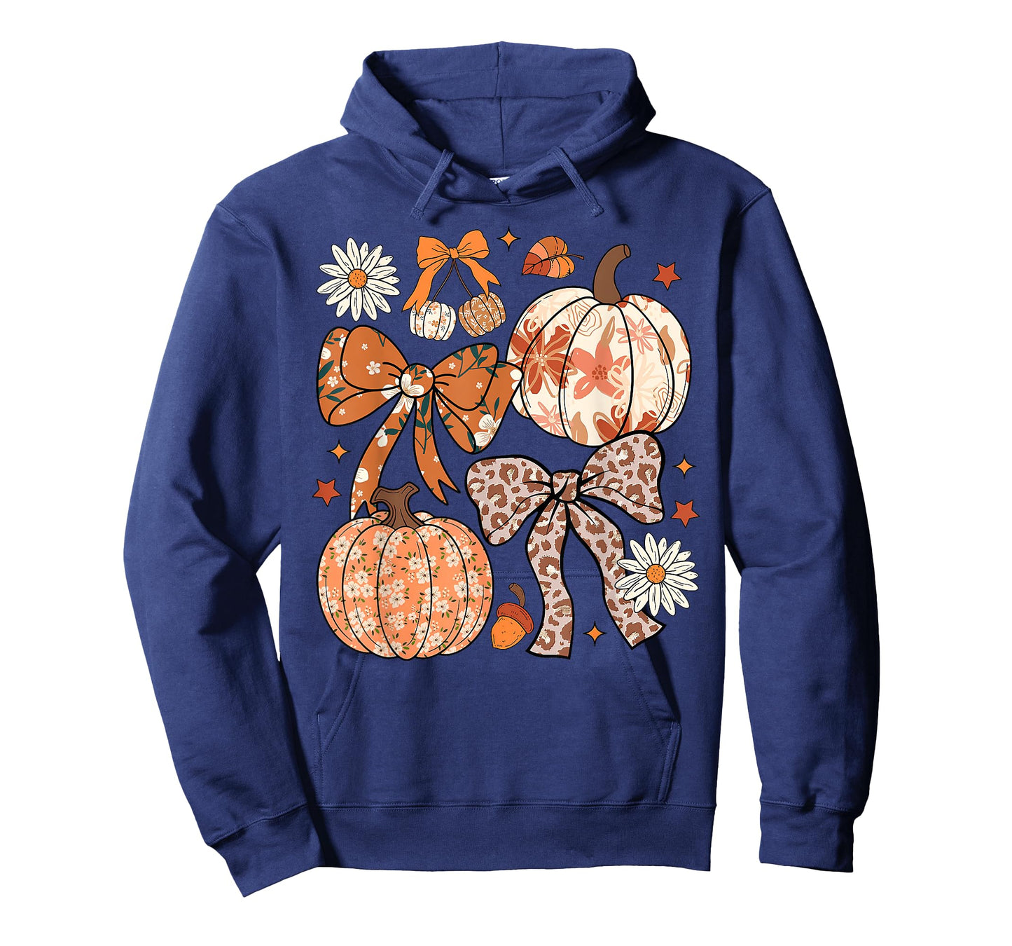 Floral Fall Pumpkin Floral Leopard Coquette Bow Thanksgiving T-Shirt