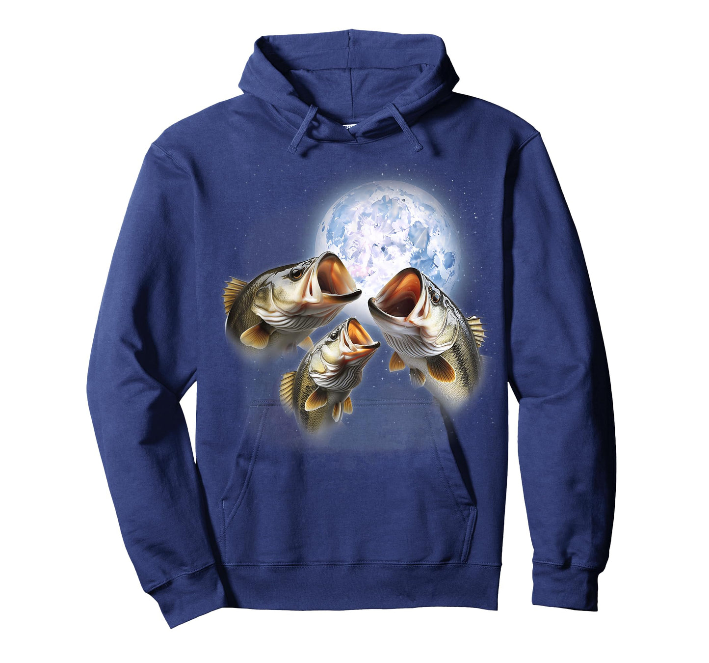 3 Bass Fish At The Moon Funny Bass Fishing Lover Fisherman T-Shirt