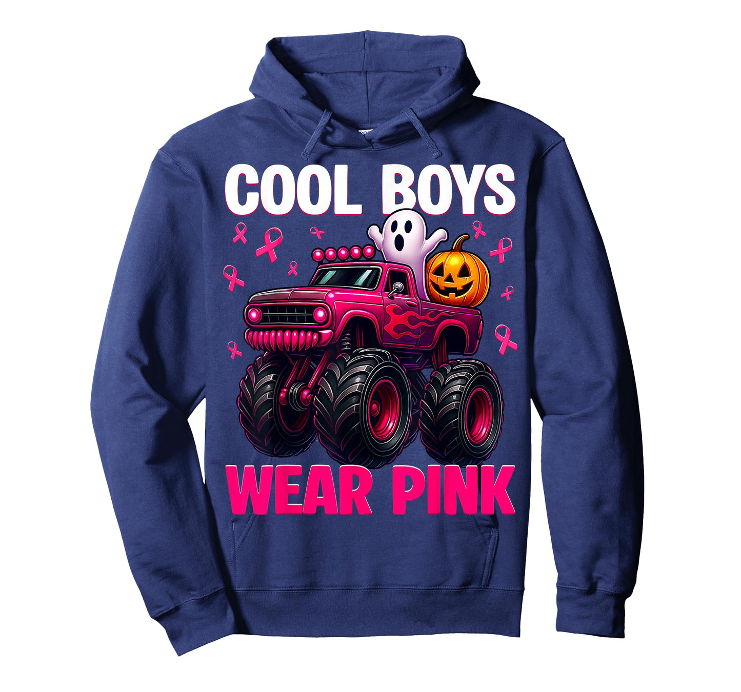 Cool Boo Wear Pink Monster Truck Breast Cancer Boys Kids T-Shirt