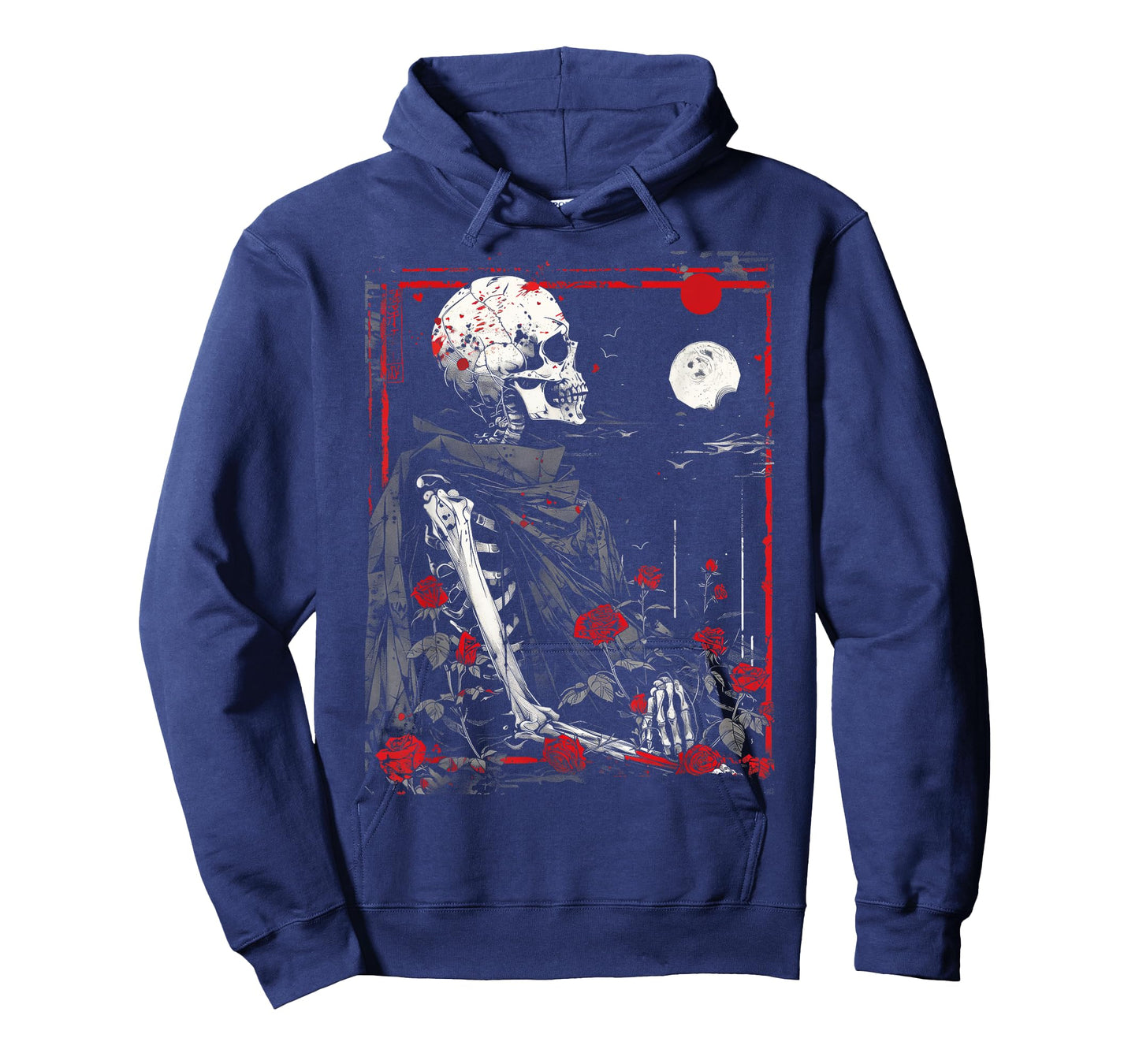 Anime Japanese Goth Cyberpunk City Skeleton Roses Moon T-Shirt