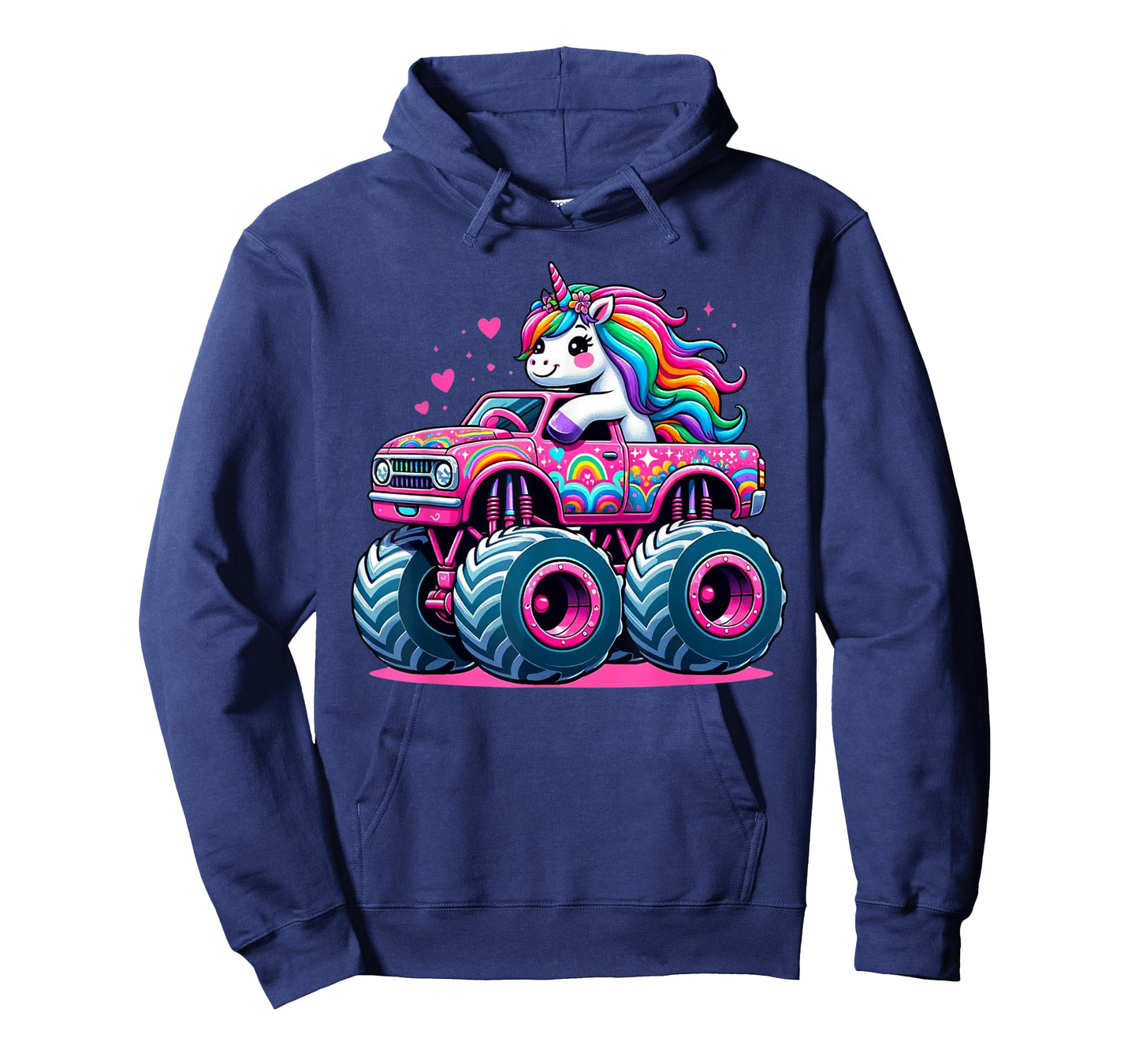 Funny Cute Unicorn Riding A Pink Monster Truck T-Shirt
