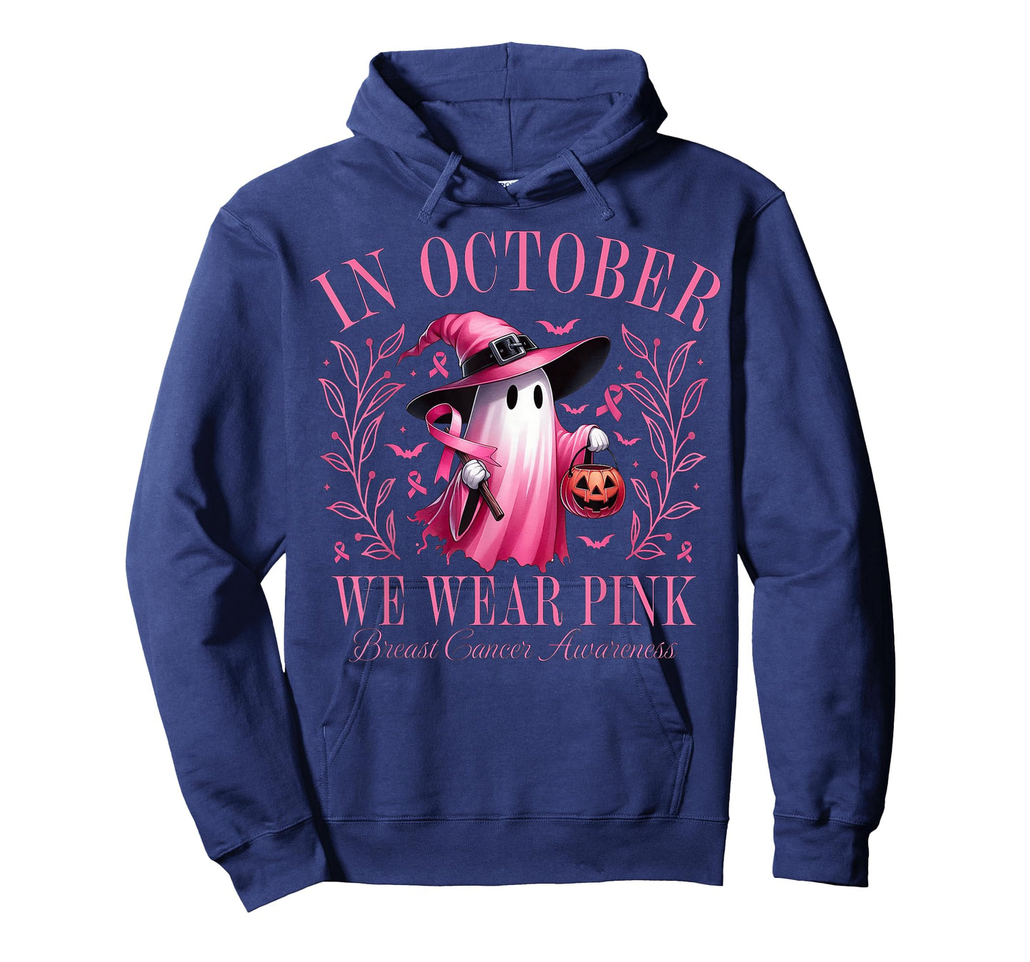 Halloween Pink Ghost In October We Wear Pink Breast Cancer T-Shirt