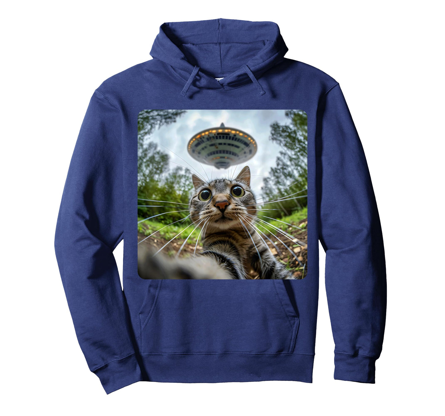 Extraterrestrial Encounter: Cat Selfie with Alien UFO Men Women Kids T-Shirt