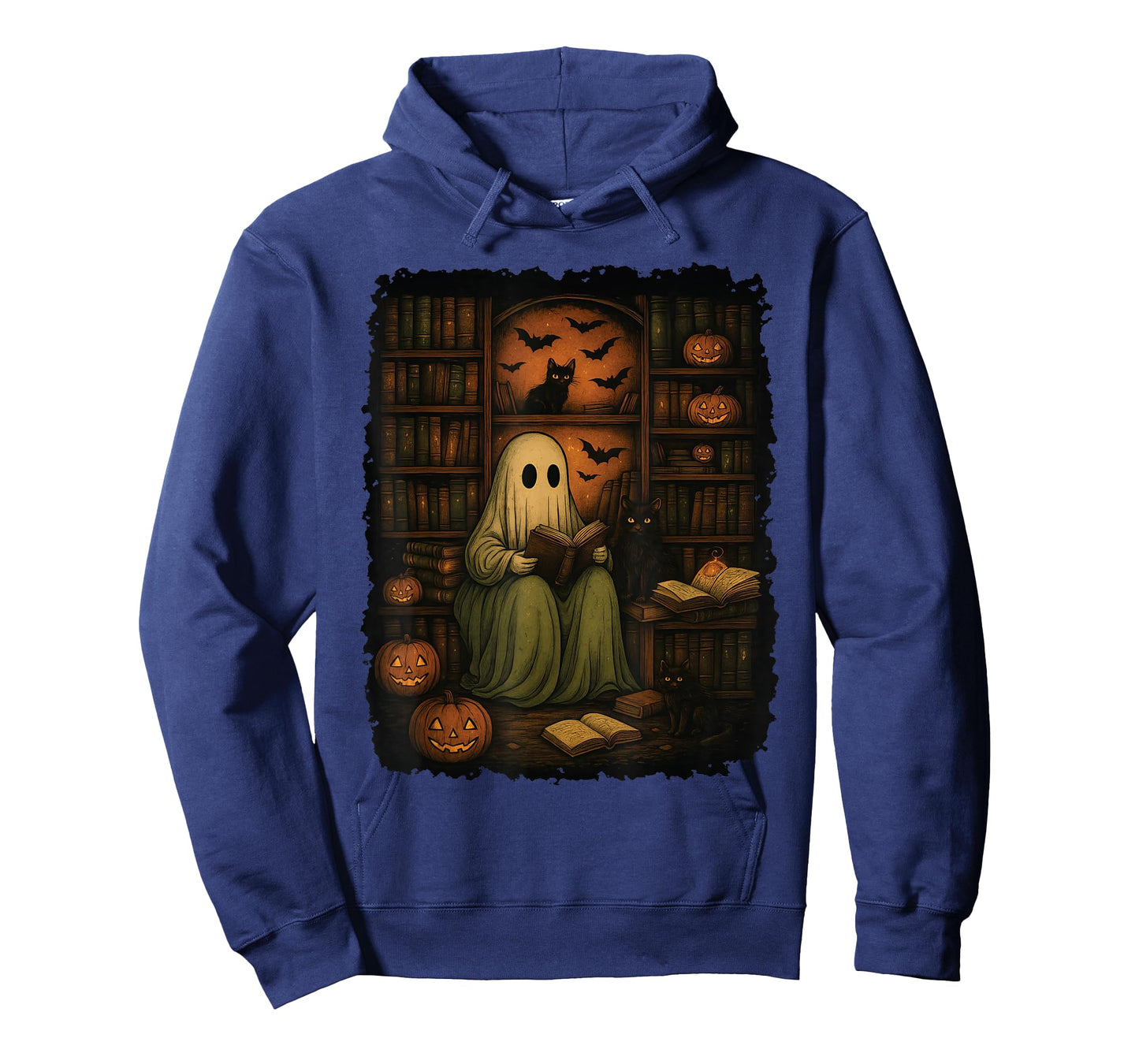 Vintage Ghost Reading Book Lovers Library Halloween Spooky T-Shirt
