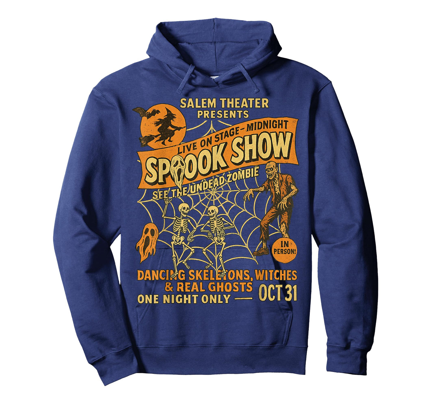 Halloween Poster Tee Witch Dancing Skeletons Movie Night T-Shirt
