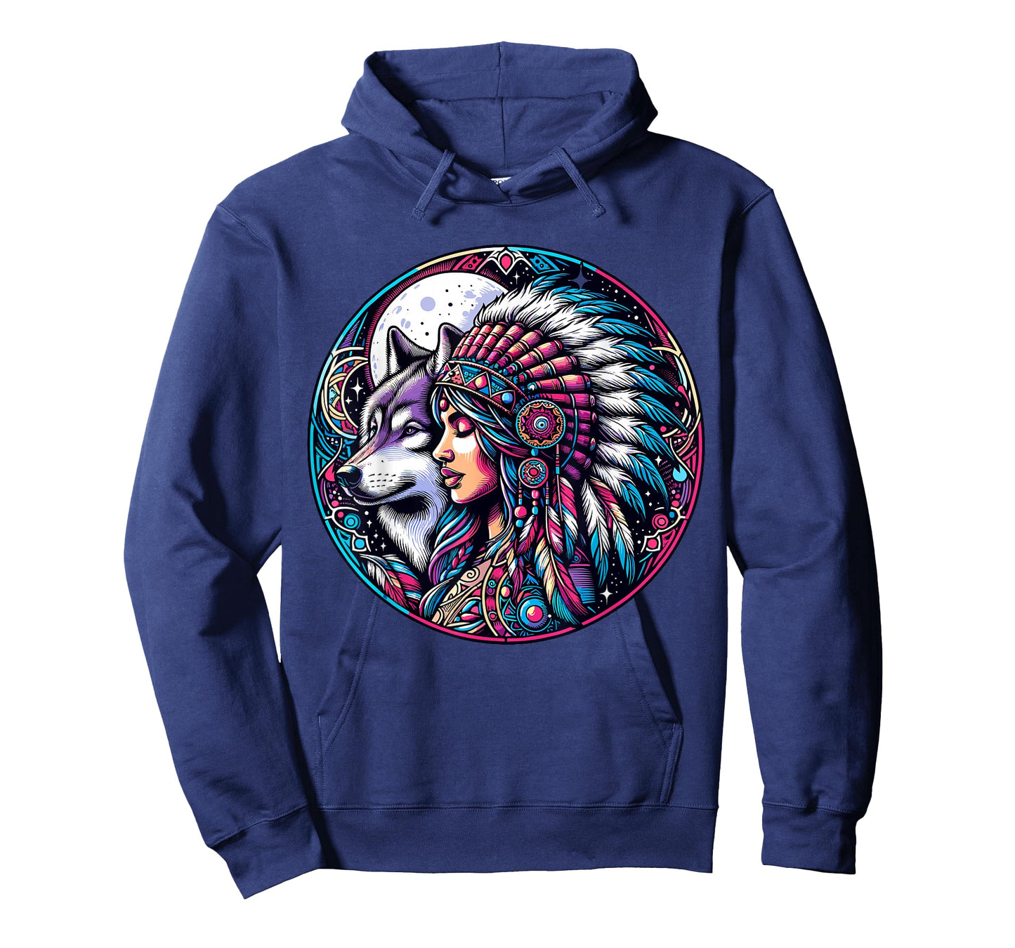 Native American Totem Woman and Wolf T-Shirt
