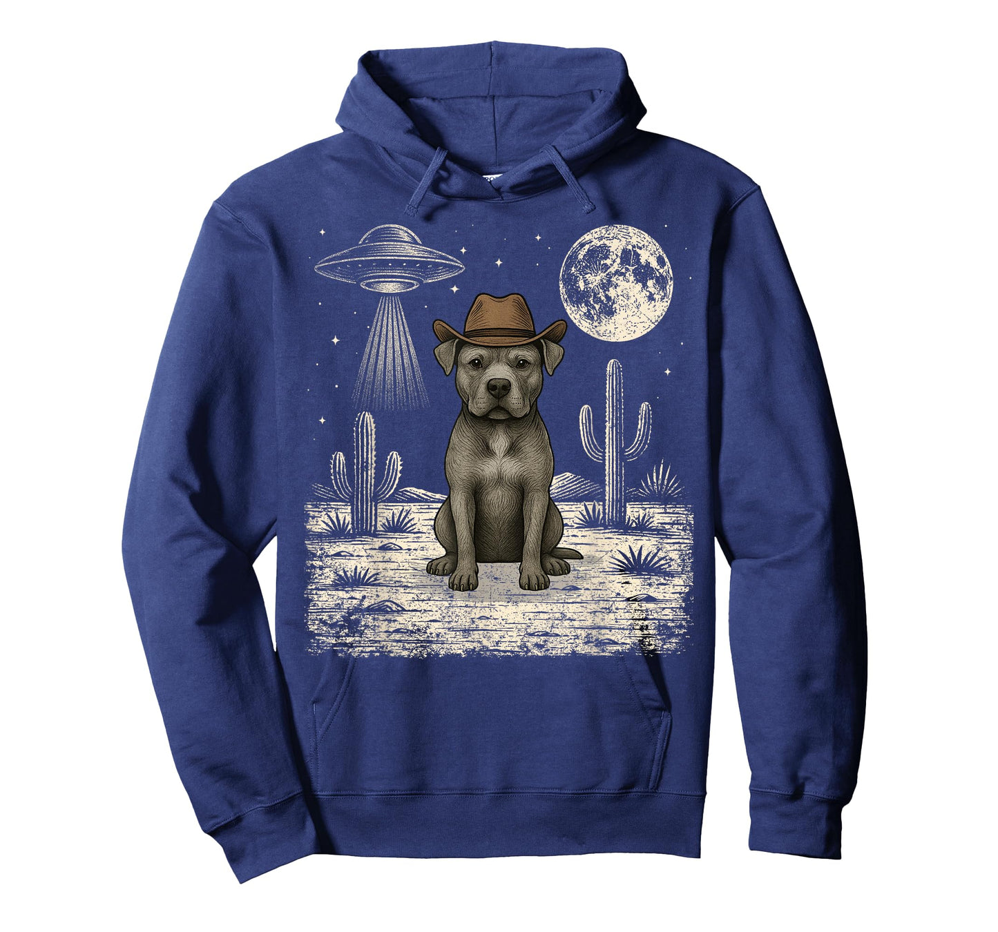 Funny Pit Bull Cowboy Western Pittie Dog UFO T-Shirt