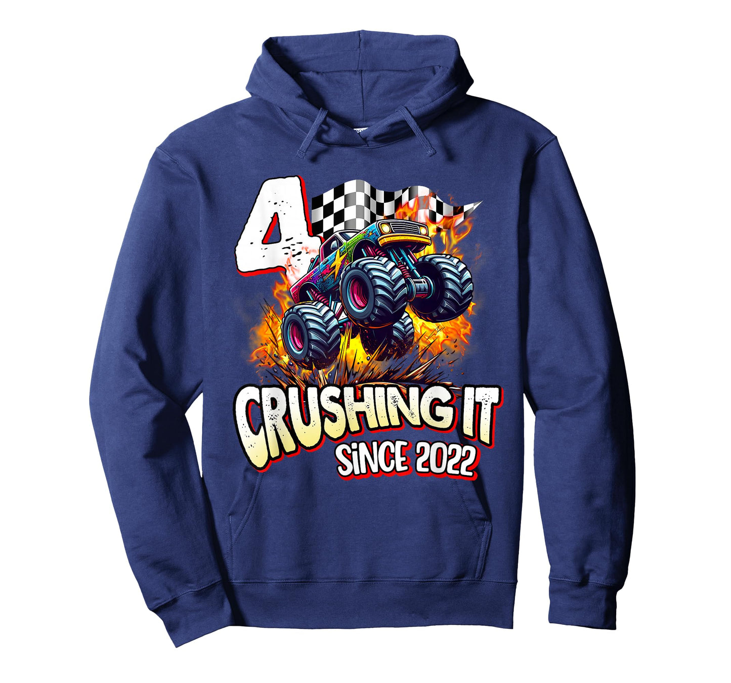 Birthday Monster Truck 4 Years Old Boys 4th Party Born 2022 T-Shirt