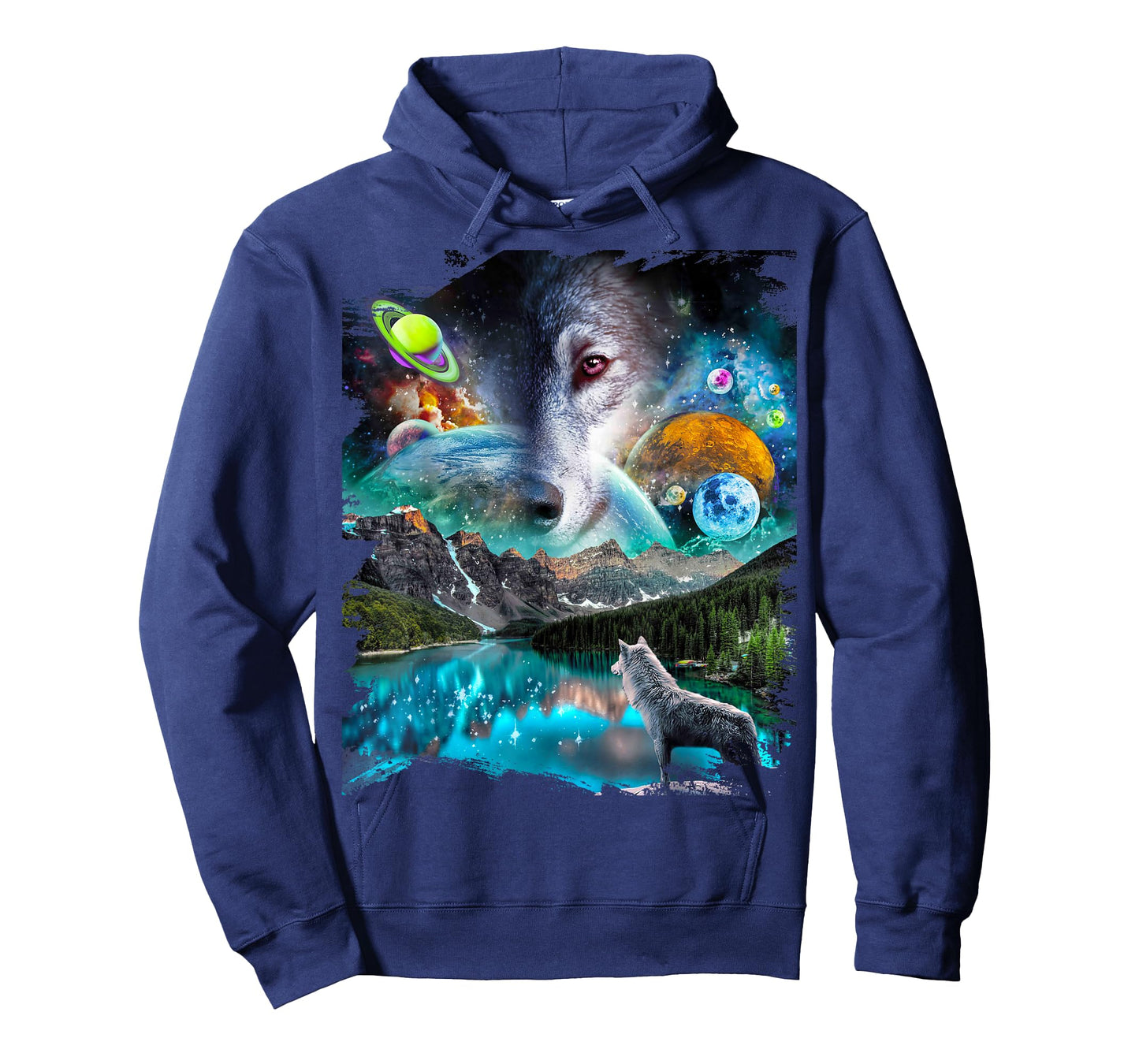 Celestial Cosmic Wolf, Space Planets Wolves T-Shirt
