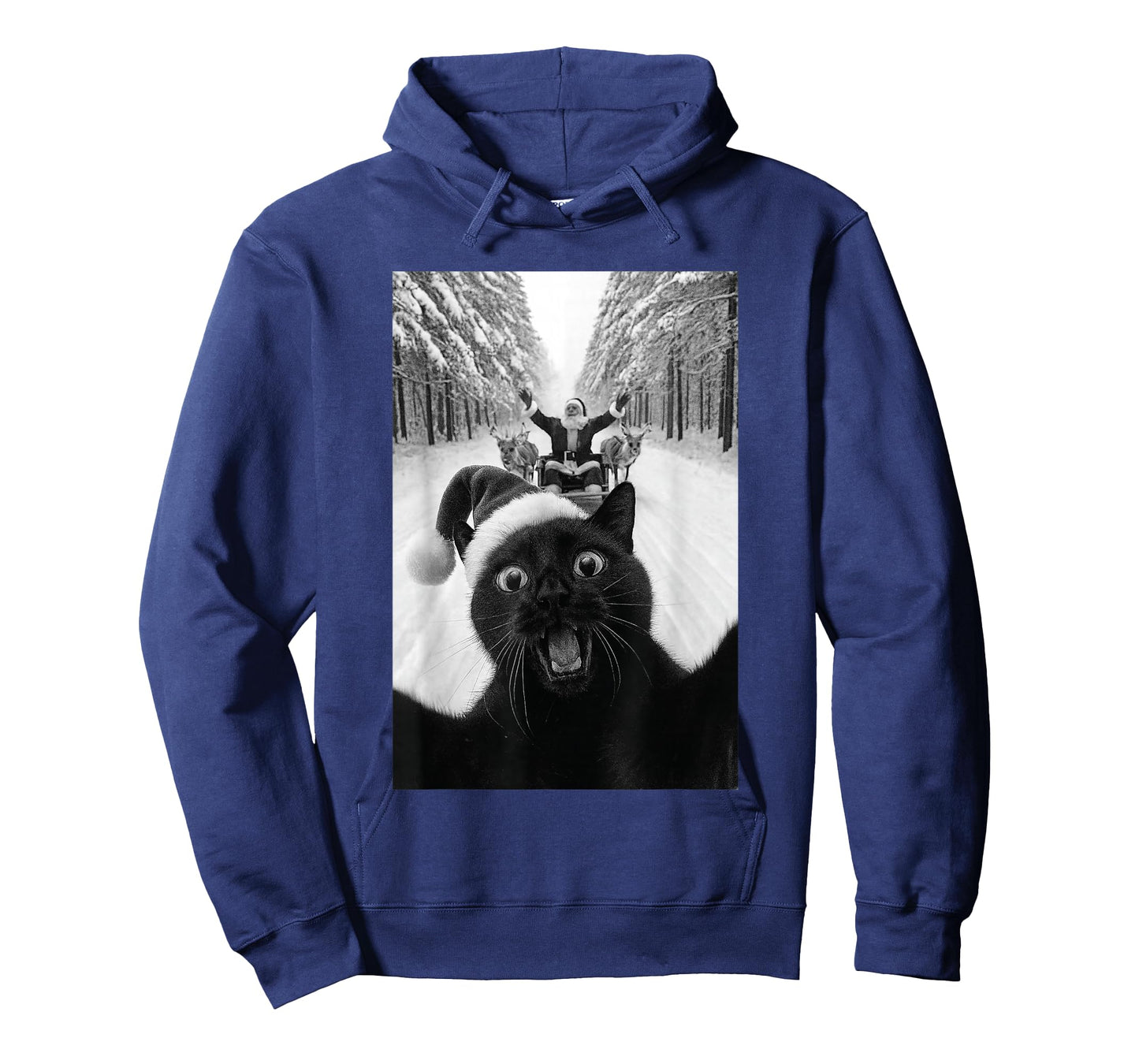 Funny Black Cat Selfie with Santa Christmas T-Shirt