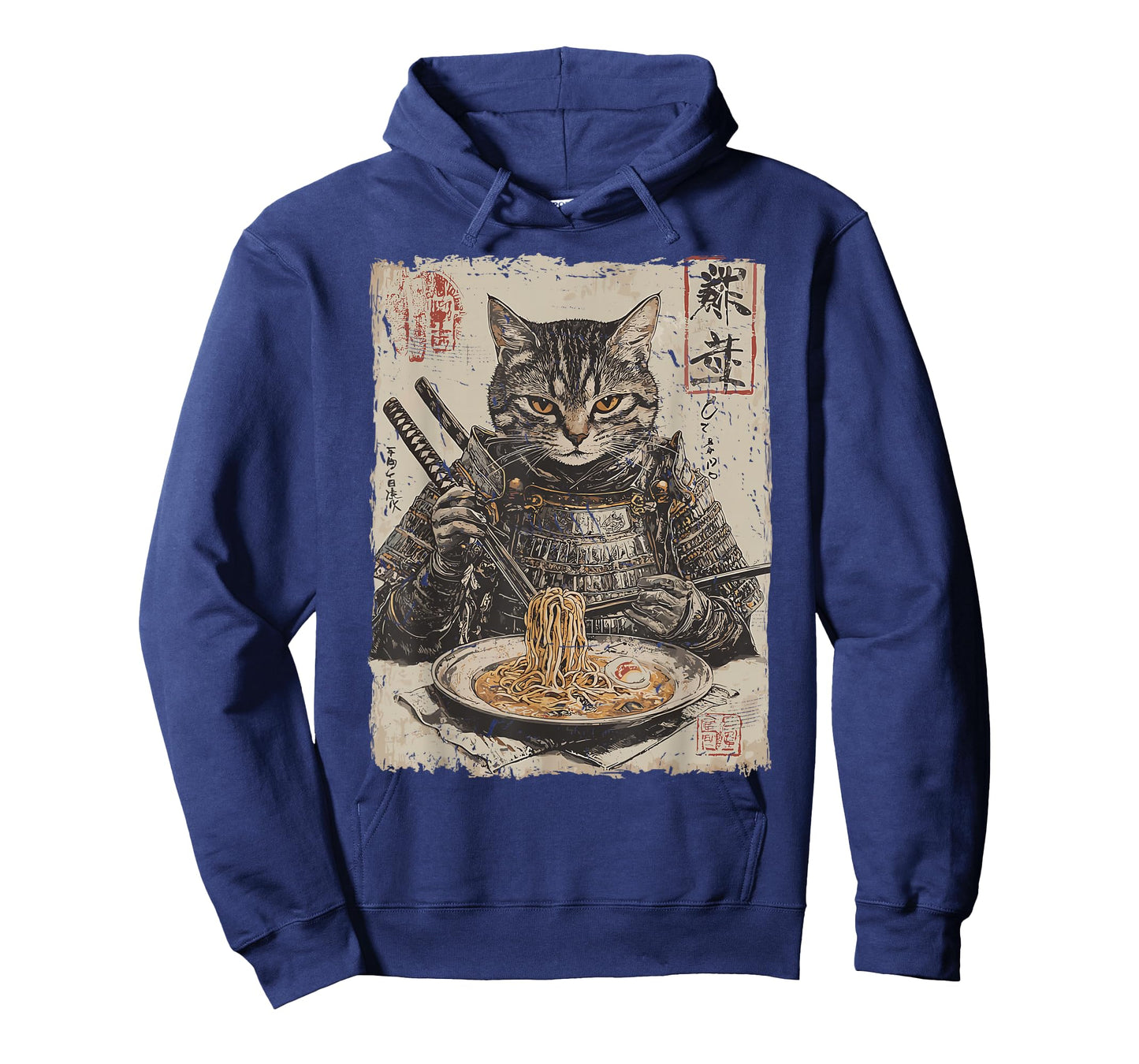 Samurai Cat Loves Ramen Funny Anime Japanese Artwork Samurai T-Shirt