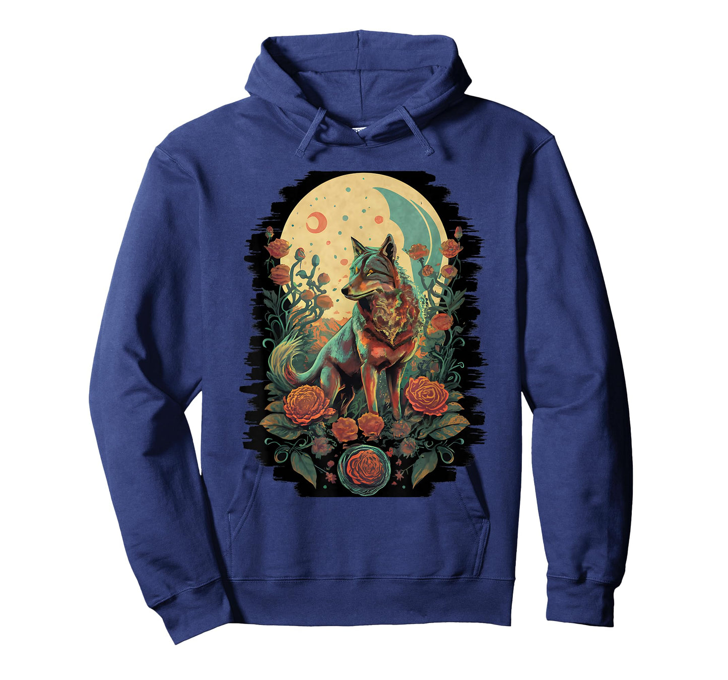 Botanical Wolf Women Roses Full Moon Children Floral Wolf T-Shirt
