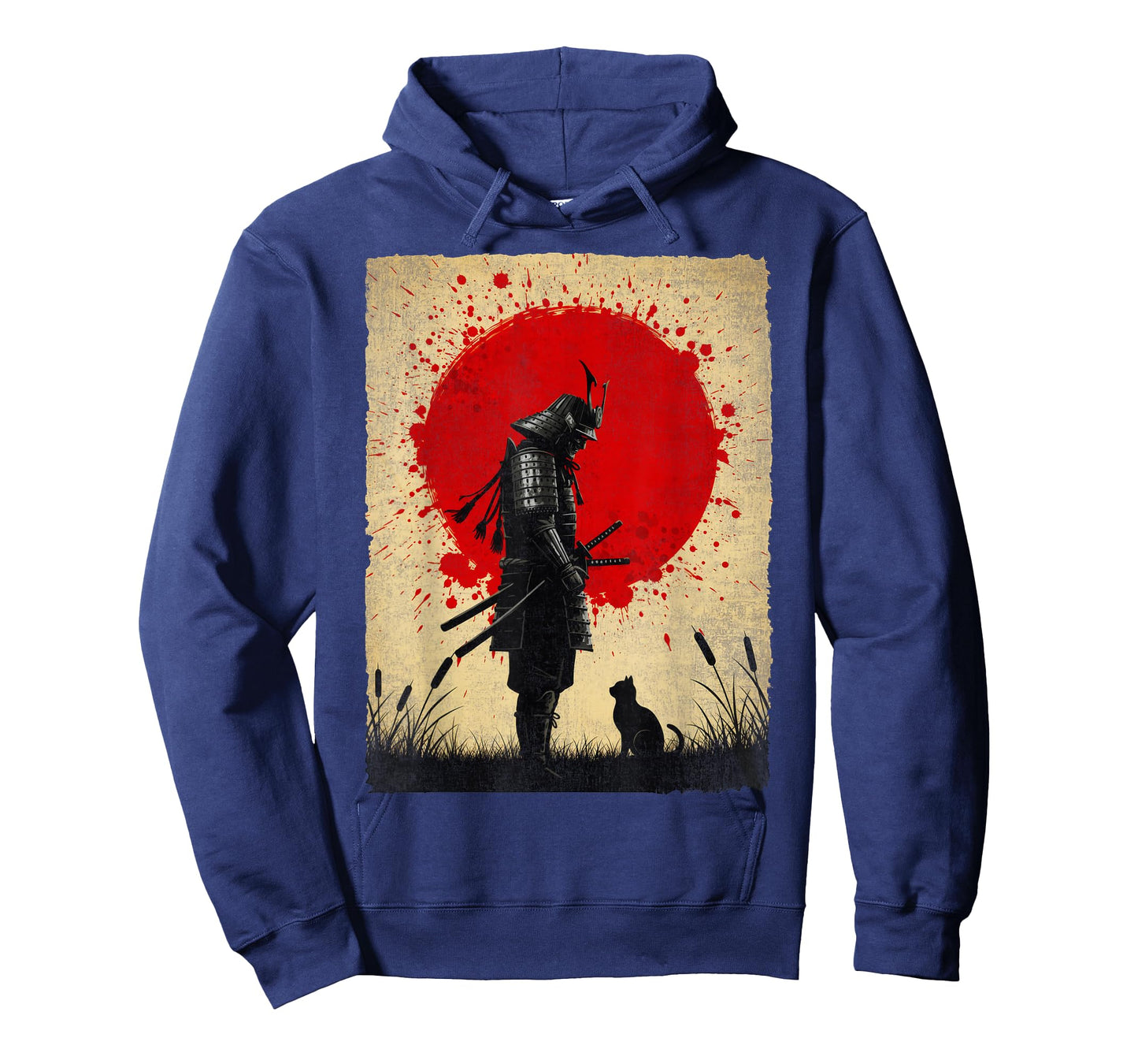 Japanese Warrior Art Samurai Black Cat Vintage Fighter Retro T-Shirt