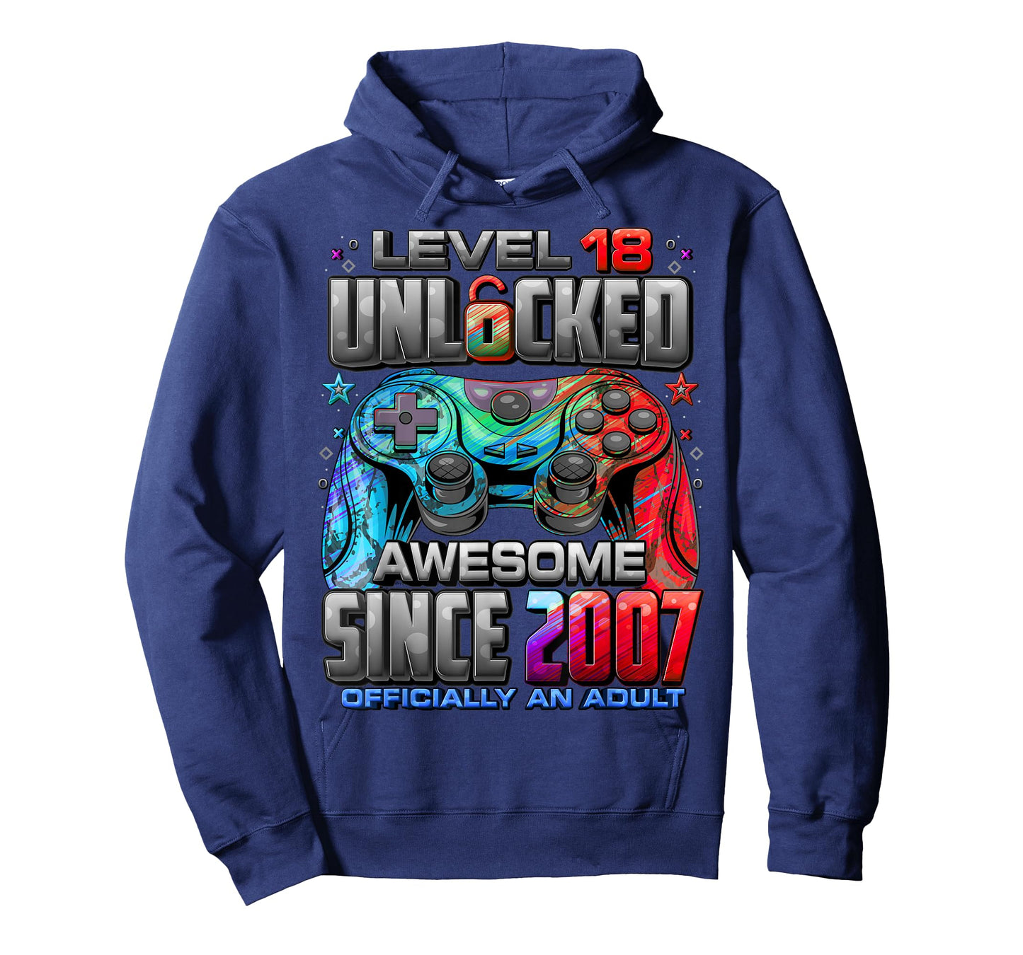 Level 18 Unlocked Awesome Since 2007 18th Birthday Gaming T-Shirt