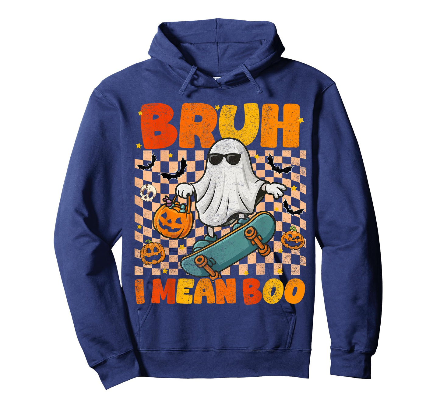 Bruh I Mean Boo Skateboard Ghost Halloween Costumes Boys T-Shirt