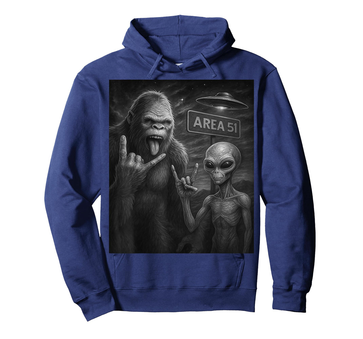 UFO & Rock On Area 51, Bigfoot and Alien Vintage Sasquatch T-Shirt