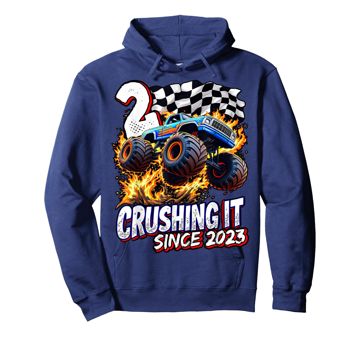 Birthday Monster Truck 2 Year Old Boys 2nd Party Born 2023 T-Shirt