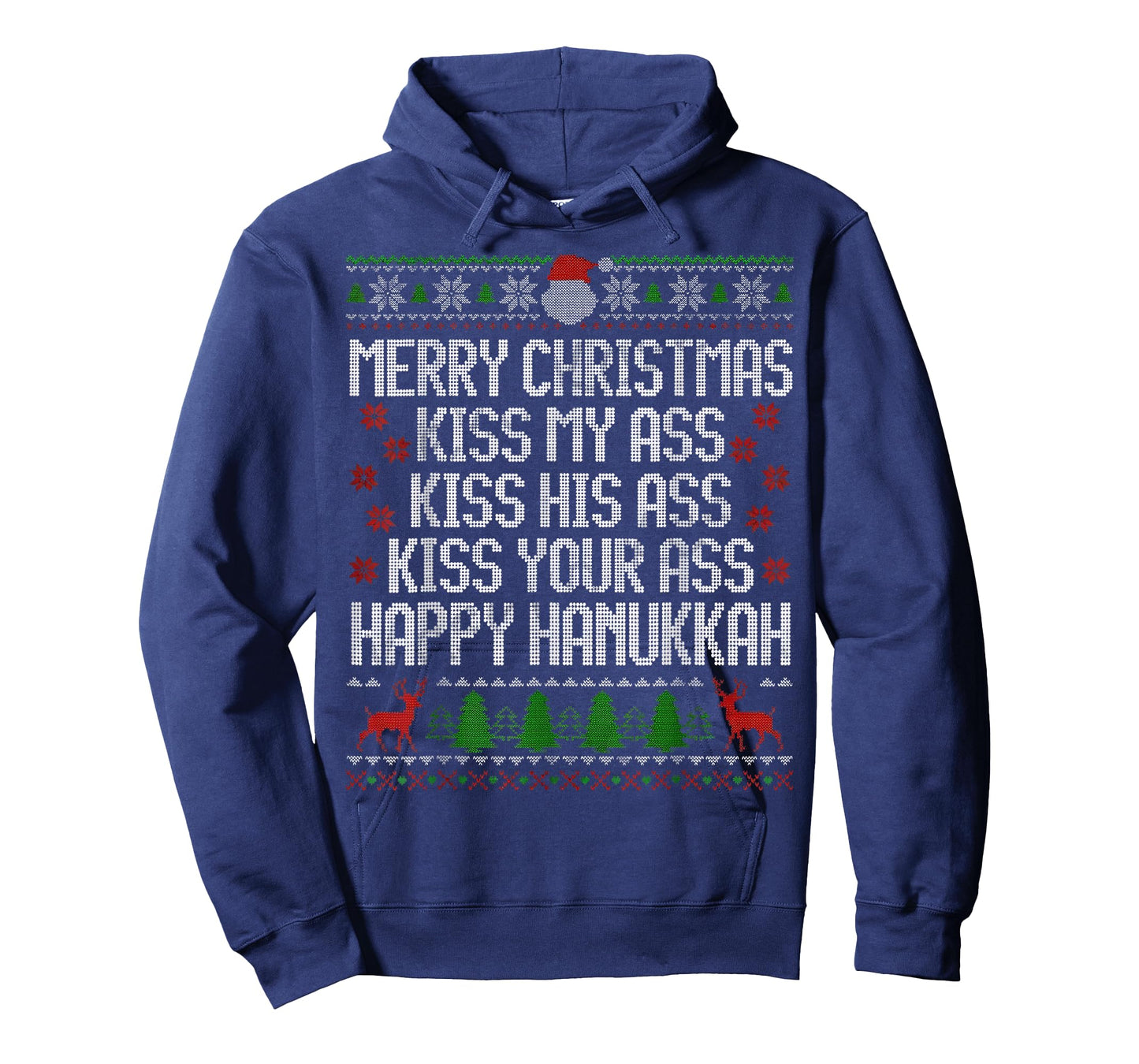 Funny Christmas Kiss My Ass Happy Hanukkah Humor T-Shirt