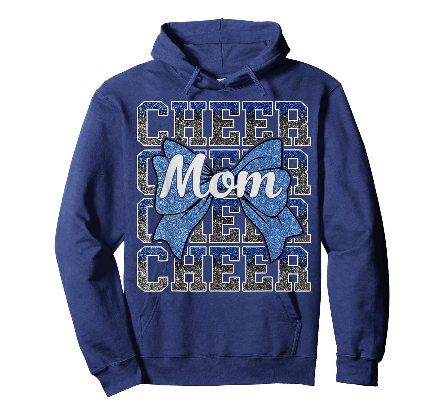 Cheer Mom Blue Bow Cheerleader Competition Game Day T-Shirt