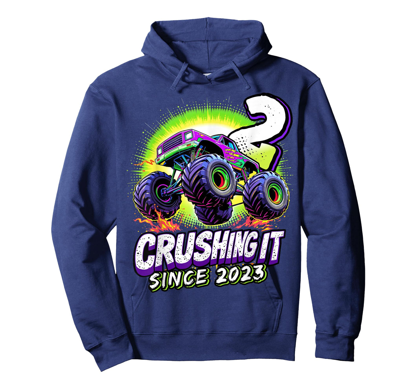 Birthday Monster Truck 2 Year Old Boys 2nd Party Born 2023 T-Shirt