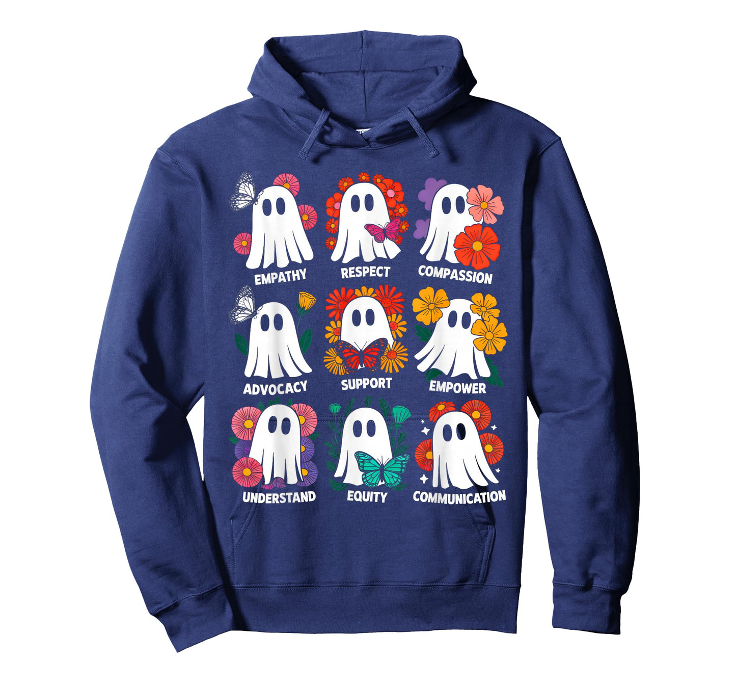 Cute Ghost Floral Social Worker Halloween Retro Social Work T-Shirt