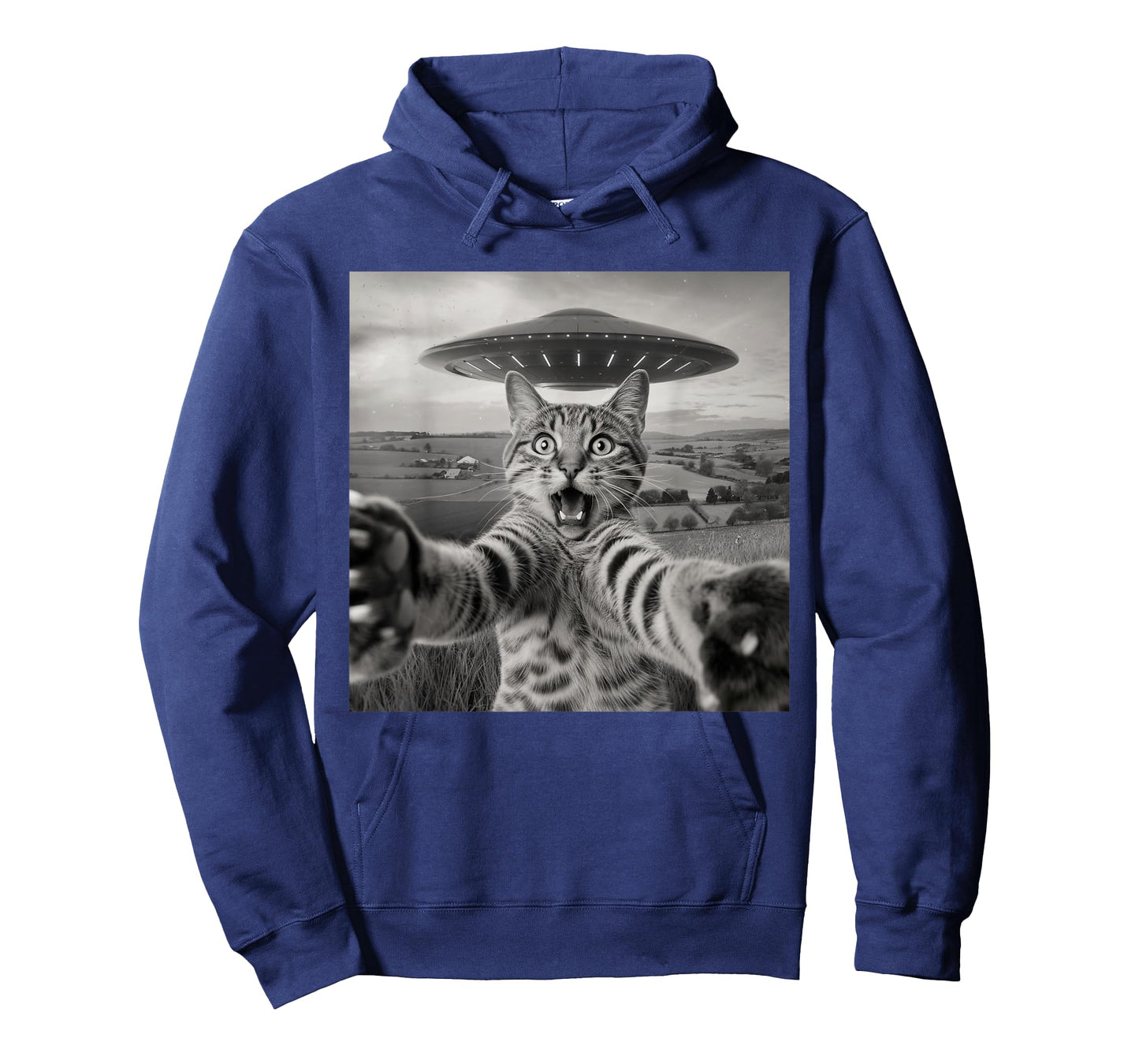 Cat Selfie With Alien UFO Funny Cat Sarcastic Humor Meme Men Women Kids T-Shirt