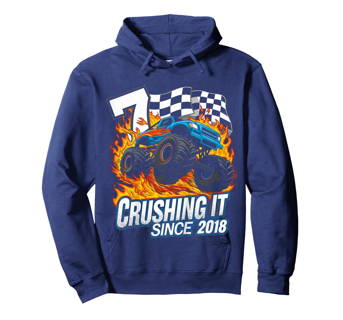 Kids Birthday 7 Years Old Boys Monster Truck Born 2018 7th Party T-Shirt