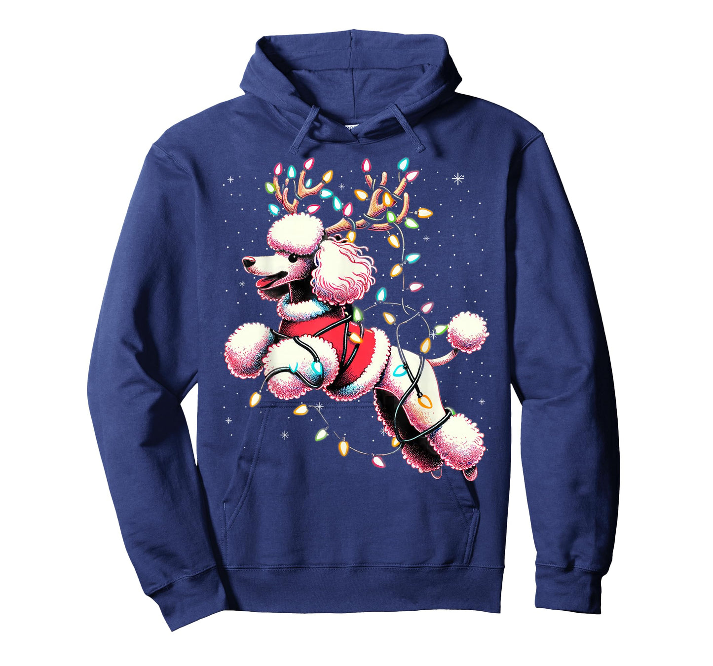 Poodle Santa Christmas Tree Lights, Funny Ugly Pajama Women T-Shirt