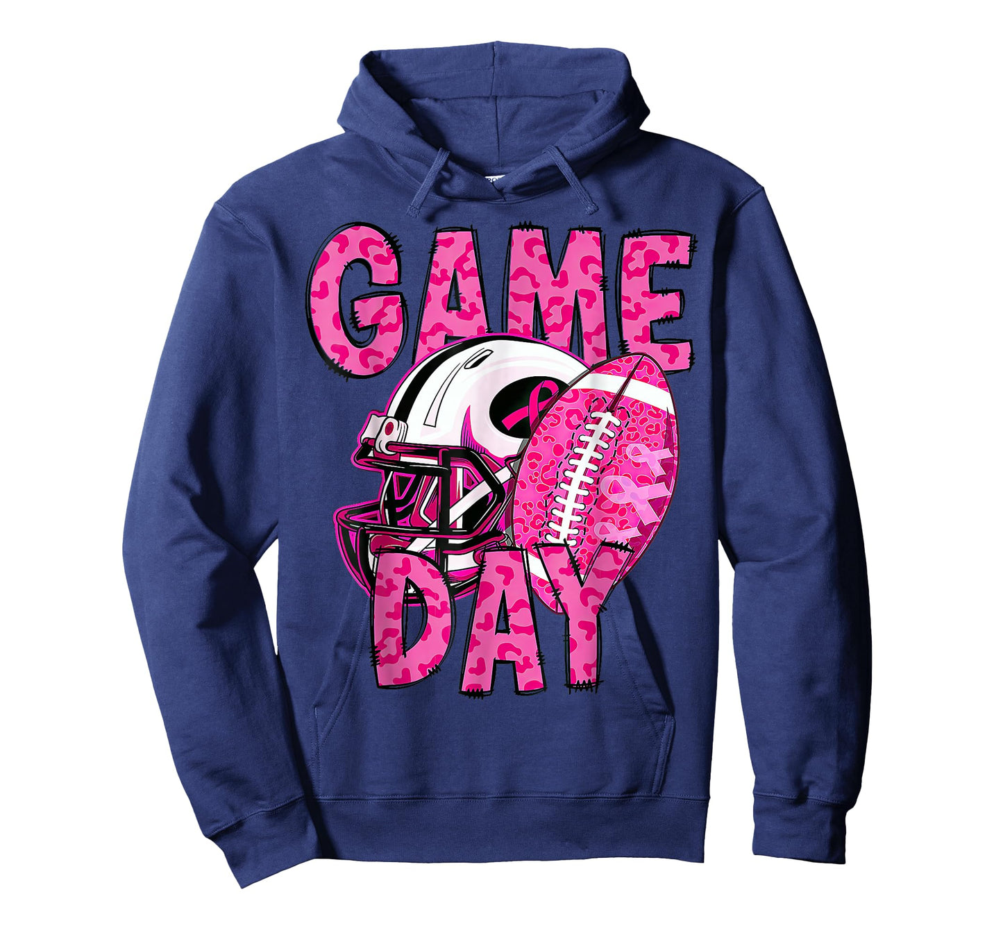 Leopard Game Day Pink American Football Breast Cancer T-Shirt