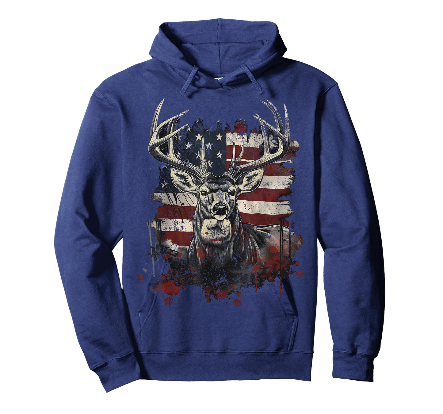 Buck White Tail Deer Hunting Hunter Distressed American Flag T-Shirt