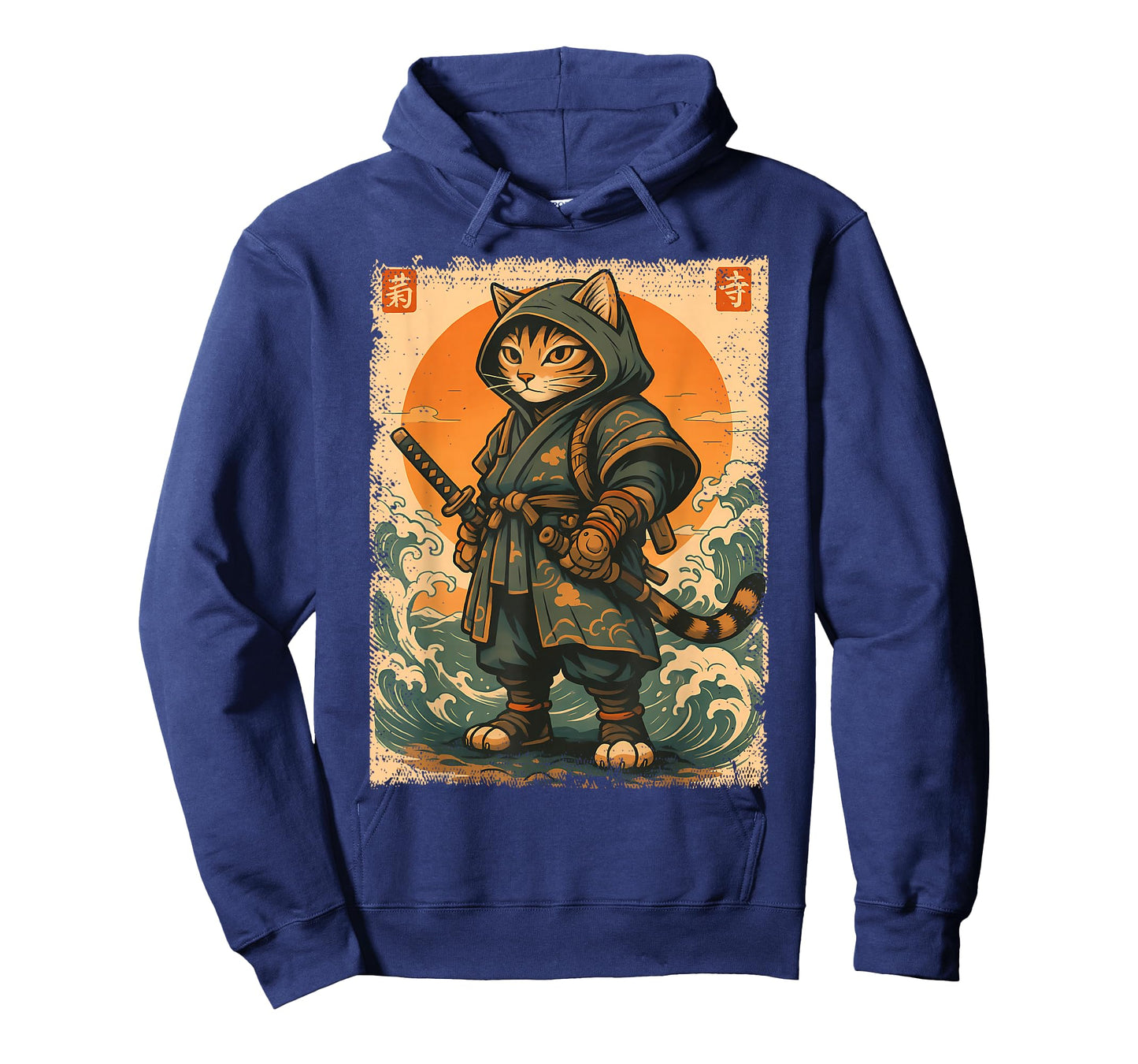 Samurai Cat Katana Warrior Vintage Japanese Cat Anime T-Shirt