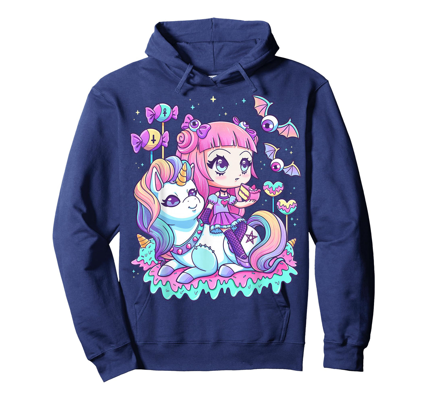 Pastel Goth Cute Creepy Girl Unicorn Kawaii Menhera Witchy T-Shirt Small