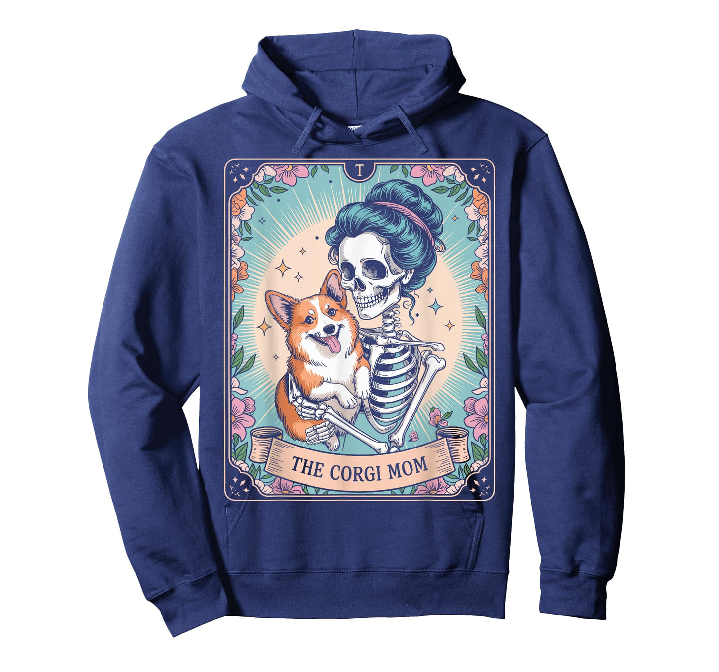 Retro Funny The Corgi Mom Tarot Card Skeleton Halloween T-Shirt