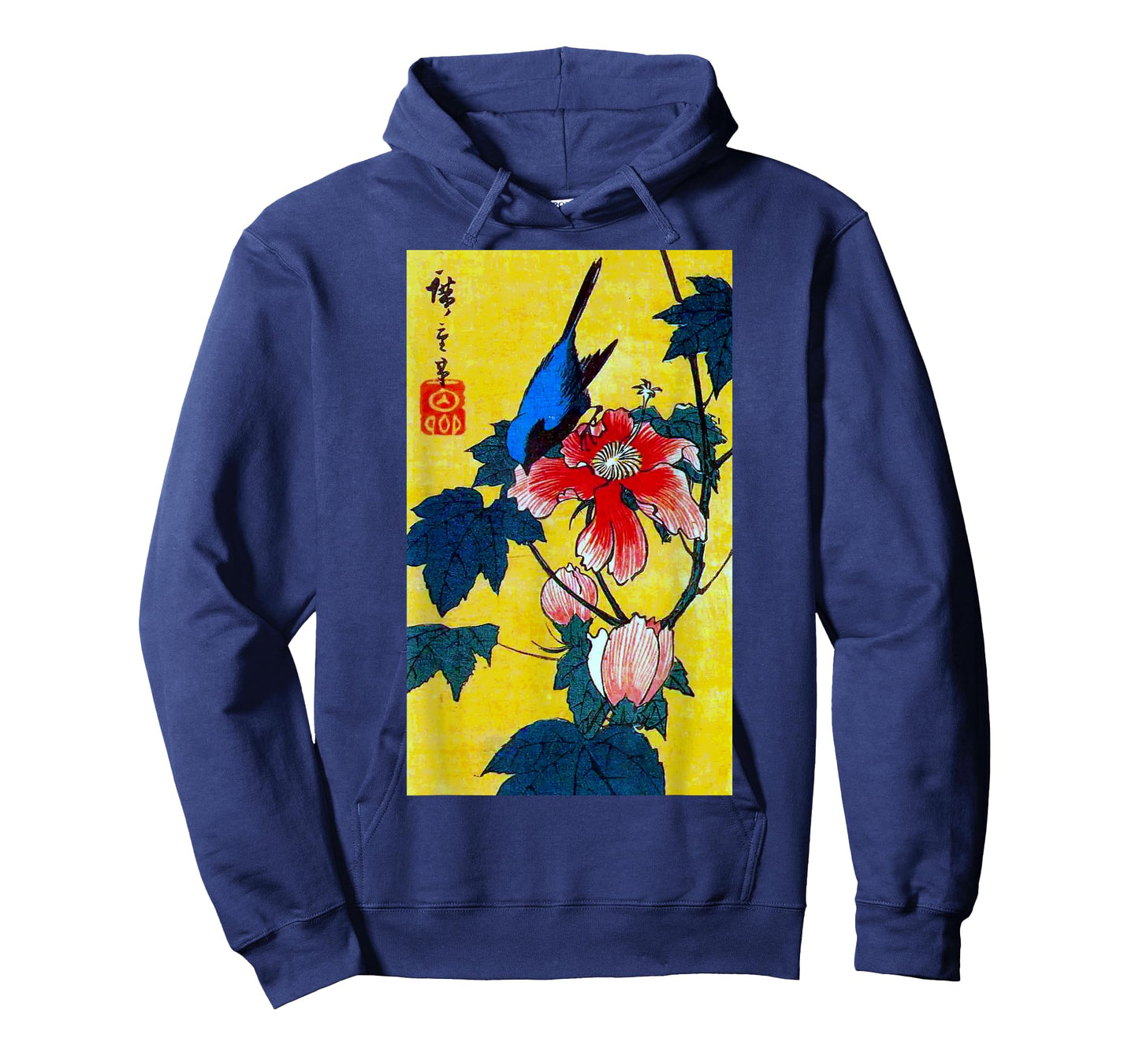 The Art of Print by MCMA - Digitally Enhanced Art Japanese Art Bird and Flower Graphic Design T-Shirt - Unisex-Adults - Black - Small - Short Sleeve